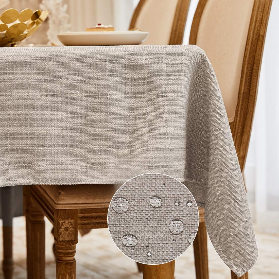 WAITER TREE Rectangular Tablecloth, Special Faux Linen Waterproof and Wrinkle Re...