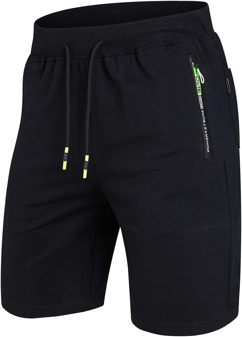 Tansozer Mens Casual Sports Shorts with Elastic Waist Zipper Pockets S Black
