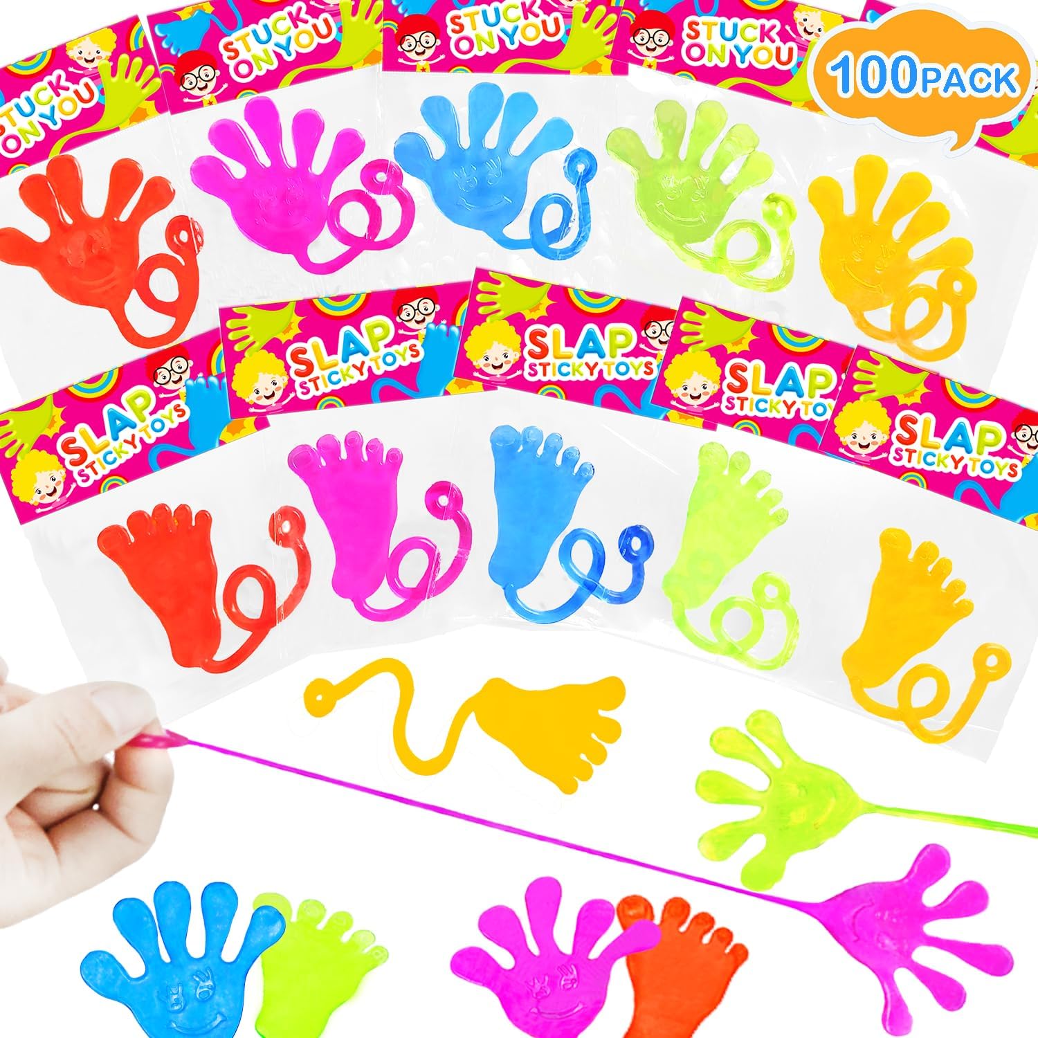 Bulk Sticky Hands Party Favors Supplies Toys Gifts for Kids (100 PCS), Halloween...
