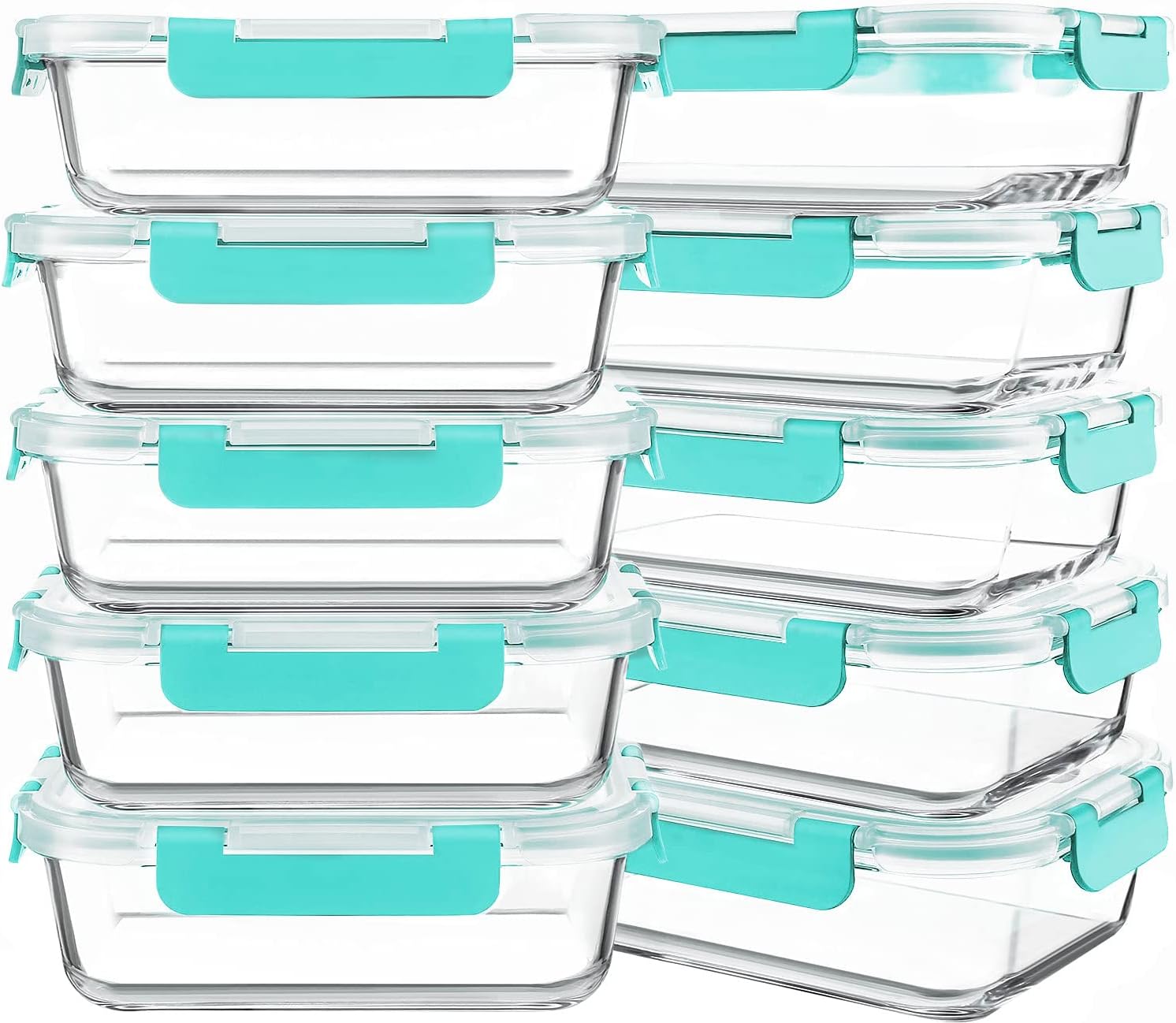 KOMUEE 10 Packs 30 oz Glass Meal Prep Containers,Glass Food Storage Containers w...