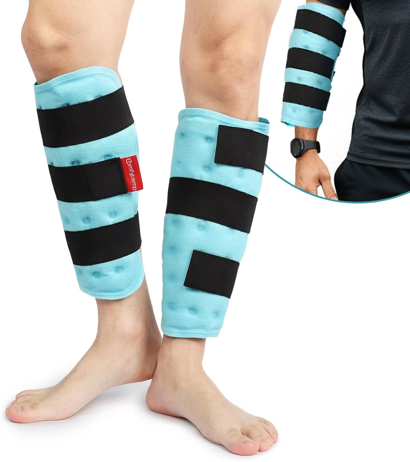 Comfytemp Leg Ice Pack Wrap (2 Packs), Reusable Shin Splints Ice Pack for Injuri...