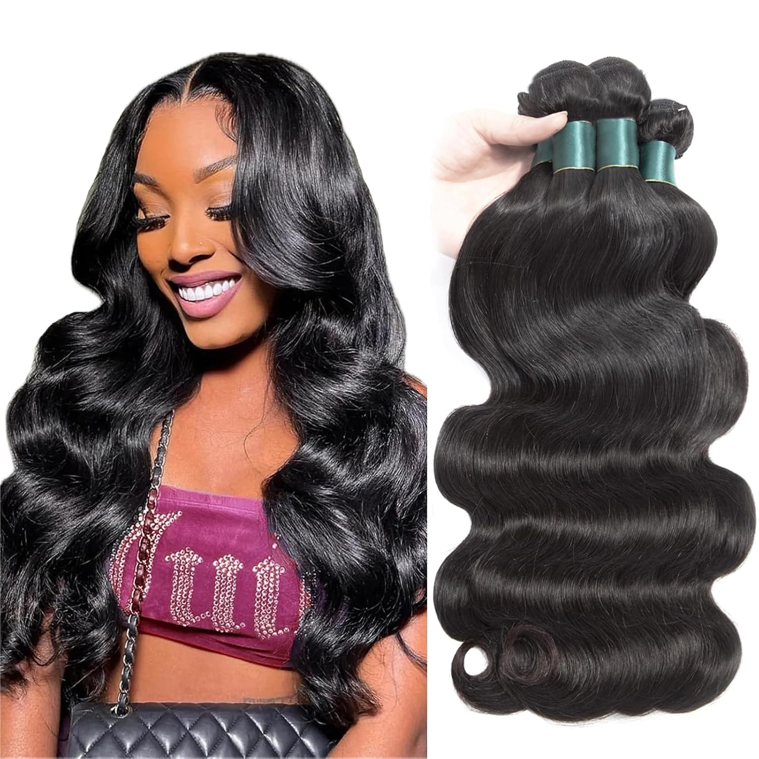 Human Hair Bundles 16 18 20 22 Inch Body Wave Bundles Human Hair 12A 100% Unproc...