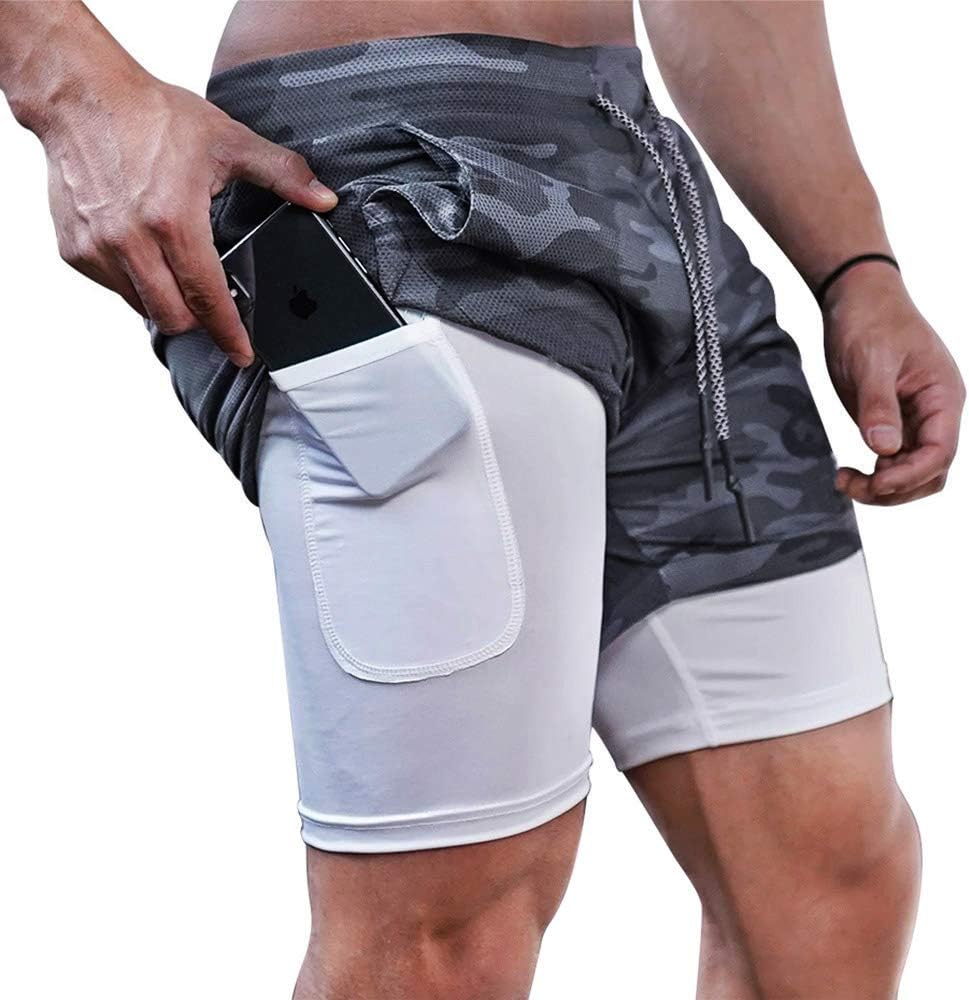 Superora Mens Running Gym 2 in 1 Sports Shorts Breathable Outdoor Workout Traini...