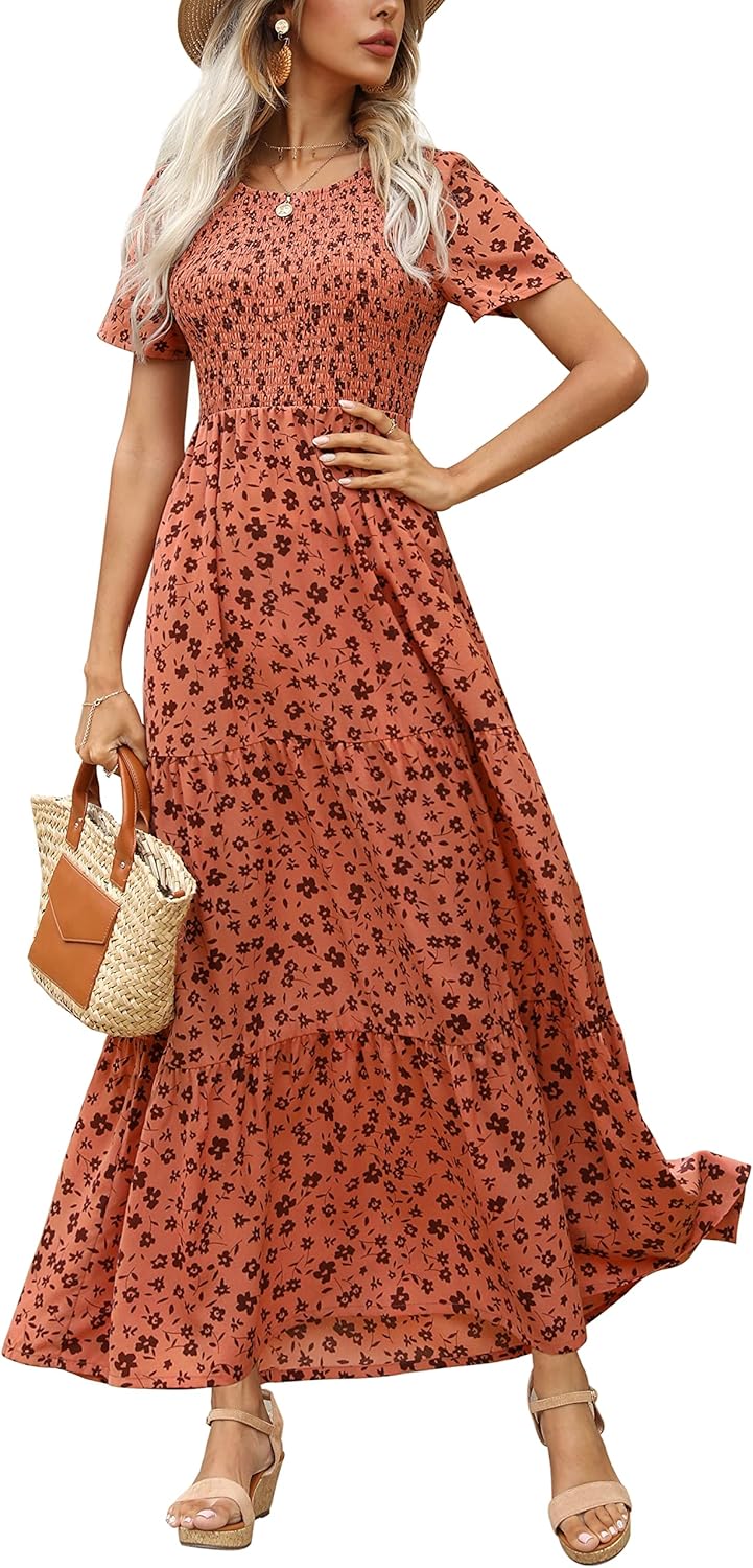 Maggeer Womens Dress, Special Summer Fall Smocked Maxi Dress for Wedding Guests,...