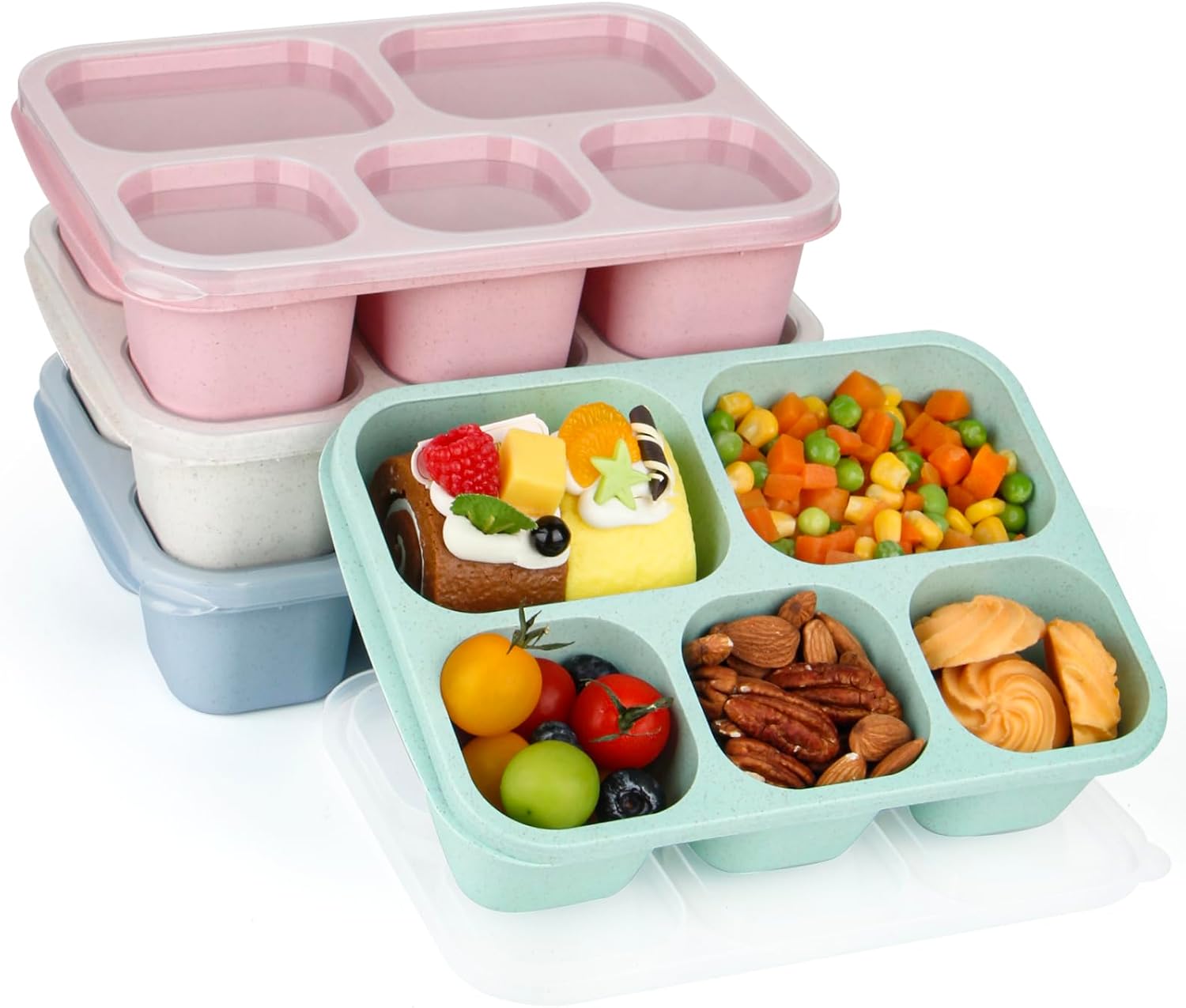 Bento Lunch Boxes, Special Reusable 5-Compartment...