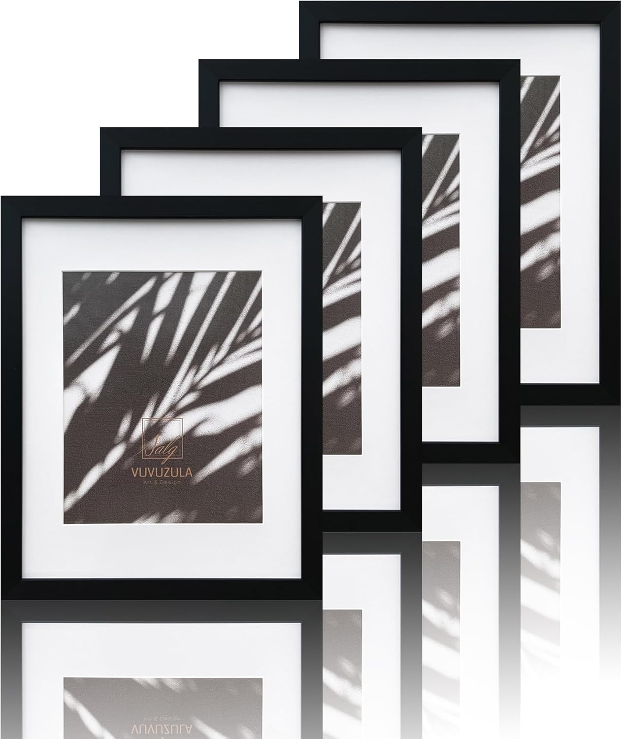 VUVUZULA 14x11 Inch Black Picture Frames Set of 4 Photo Frame with Mount for 10x...