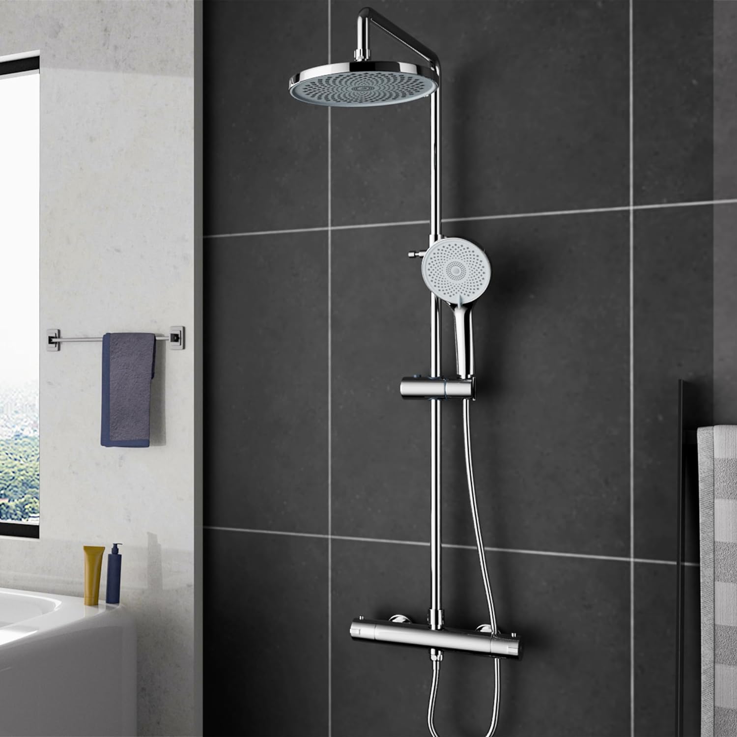 MORADO Thermostatic Shower Mixer Set，Thermostatic Shower System，Adjustable Hei...