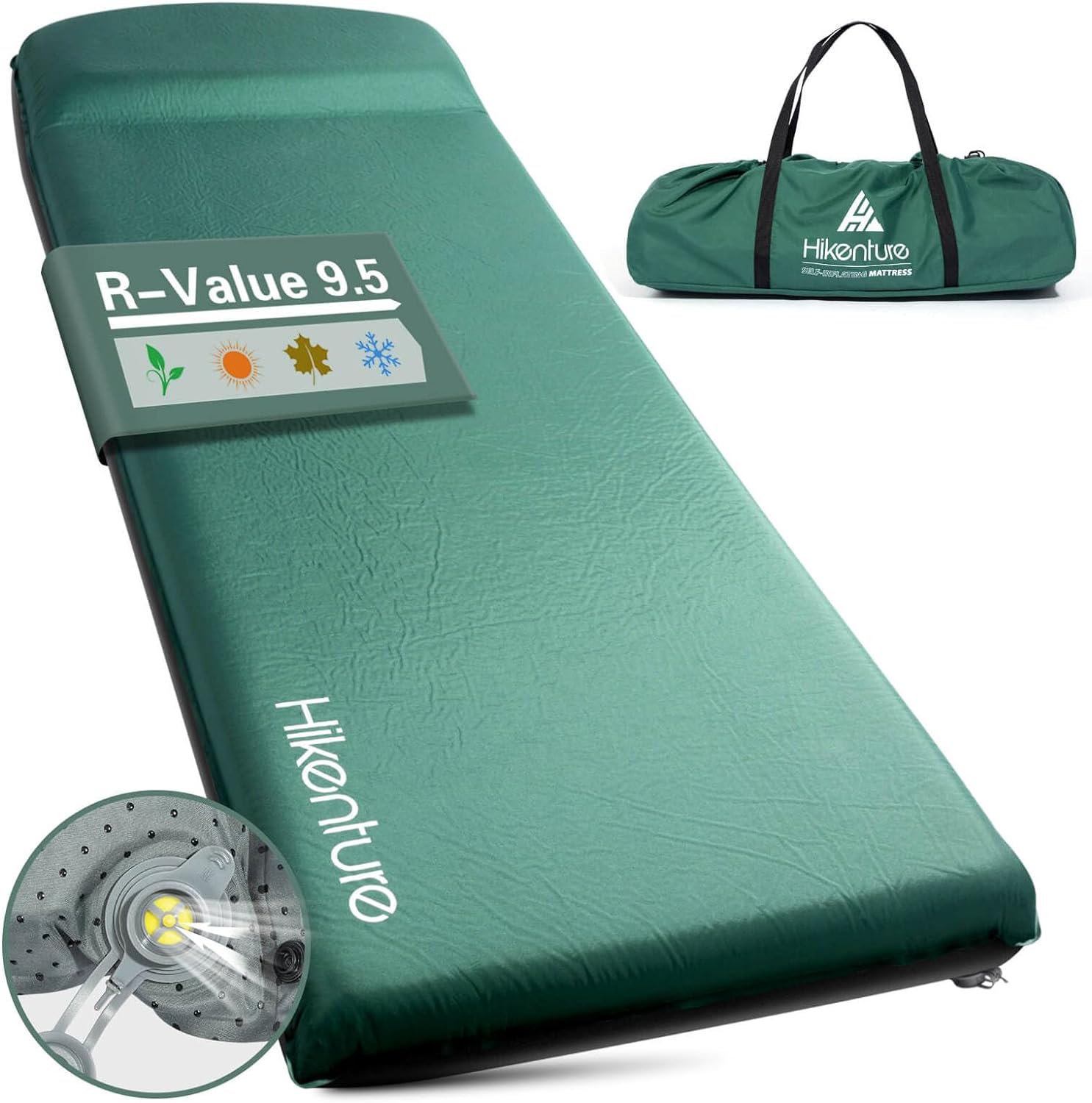 Hikenture Self Inflating Sleeping Pad for Camping, 3'' Ultra Thick Camping Pad w...