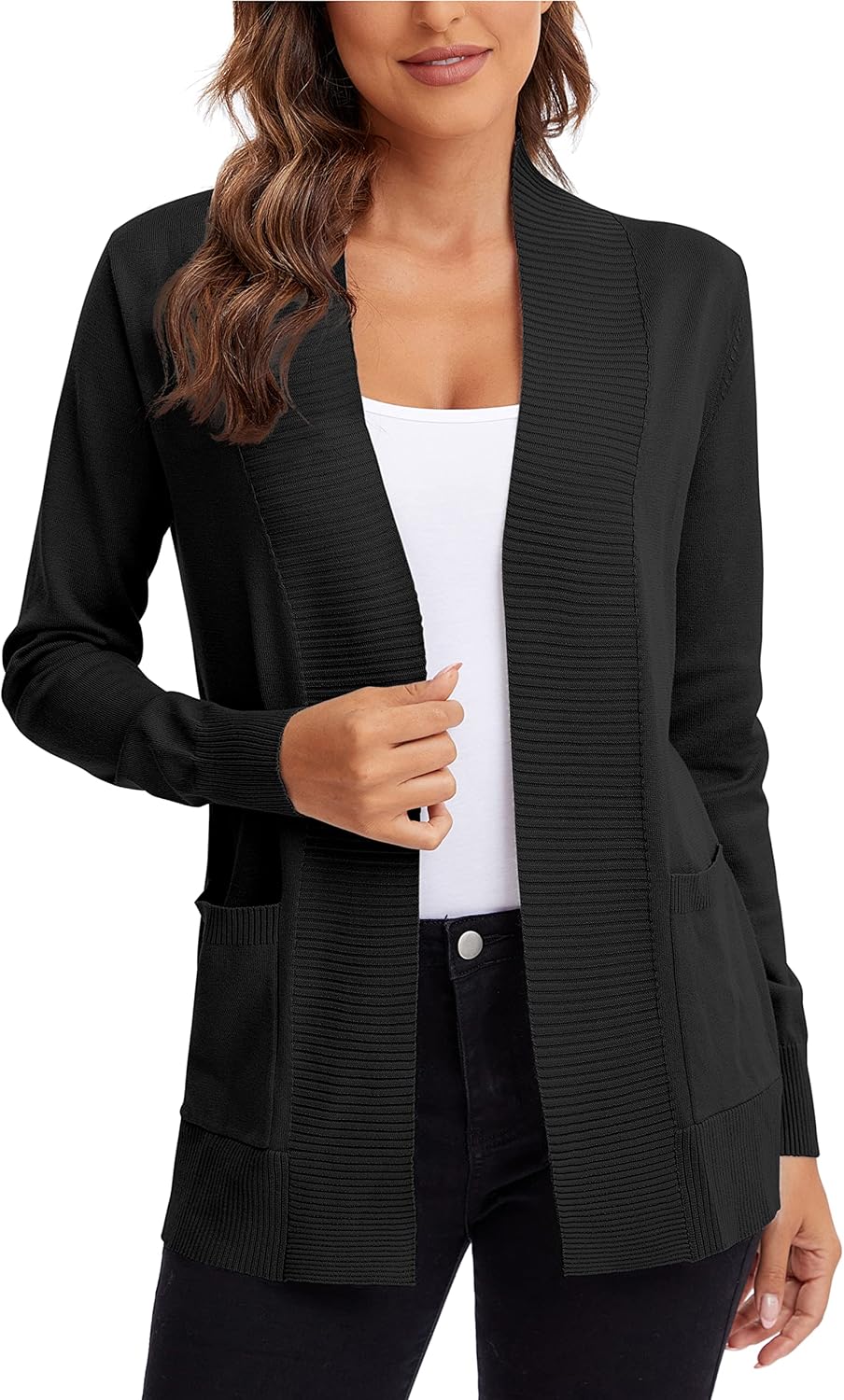 Urban CoCo Women's Lightweight Open Front Knit Cardigan Sweater Long Sleeve with...
