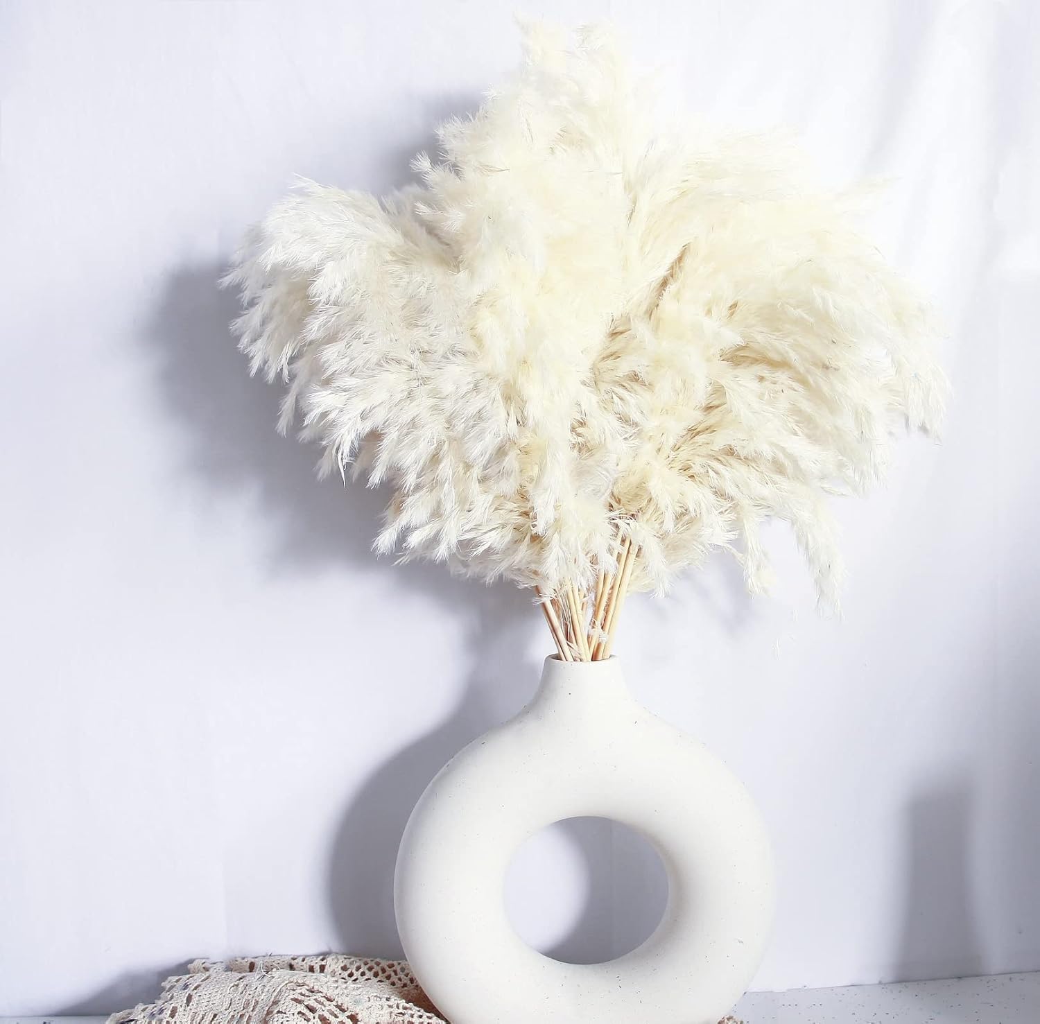 White Pampas Grass for Home Decor - Elegant Boho Decor - Premium Quality Pampas...