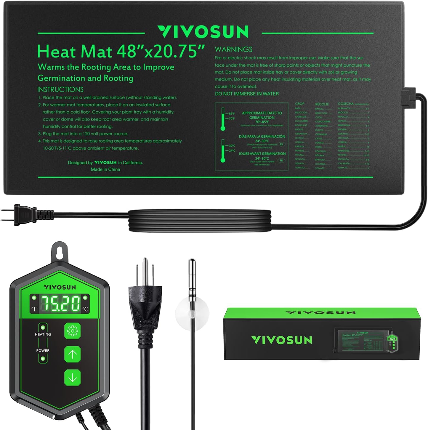 VIVOSUN 48" x 20.75" Seedling Heat Mat and Digital...
