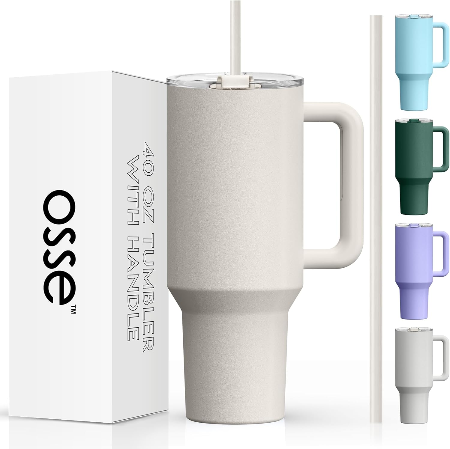 osse 40oz Tumbler with Handle and Straw Lid | Double Wall Vacuum Reusable Stainl...