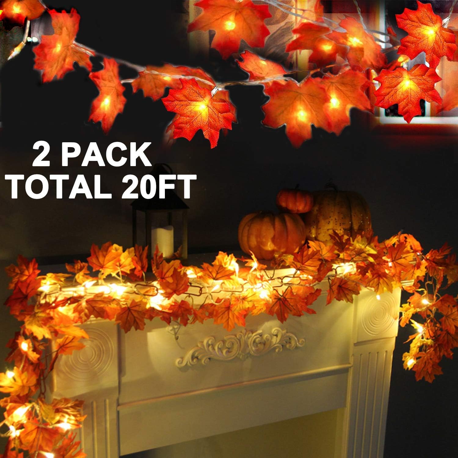 TURNMEON 2 Pack Fall Decor, Special Enlarged Maples Leafed Halloween Decorations...