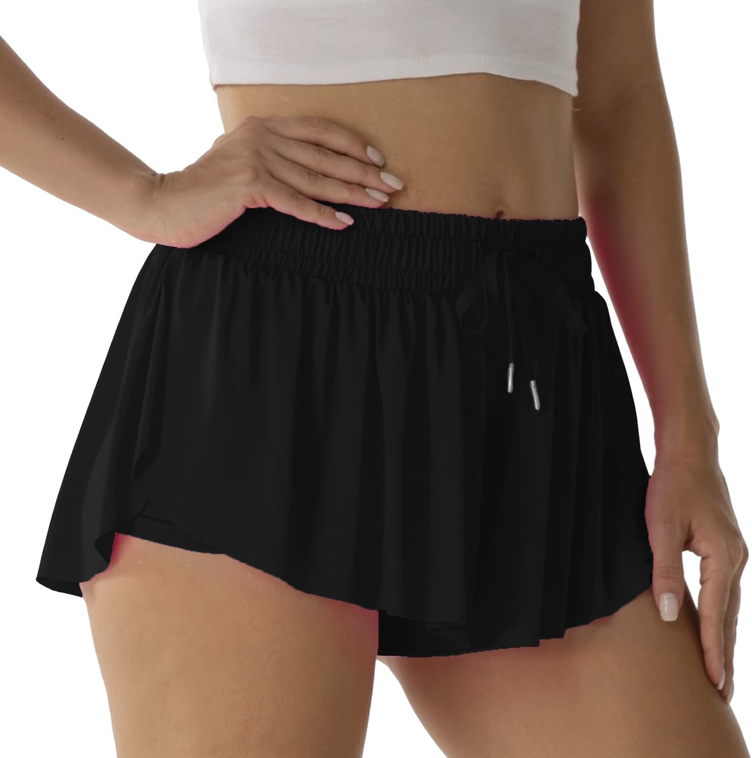 Flowy Athletic Shorts for Women Running Tennis Butterfly Shorts Girls 2-in-1 Dou...