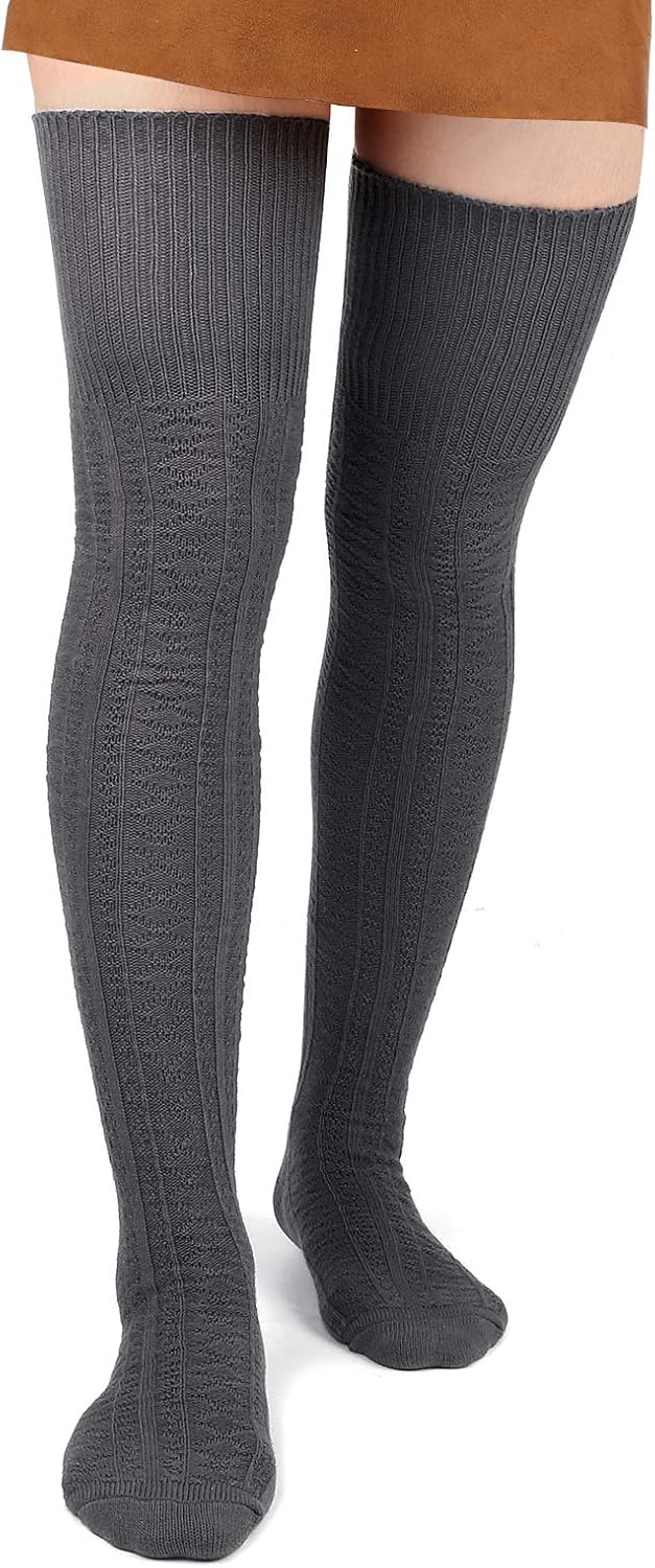 Women Thigh High Socks Extra Long Cotton Knit Warm Thick Tall Long Boot Stocking...