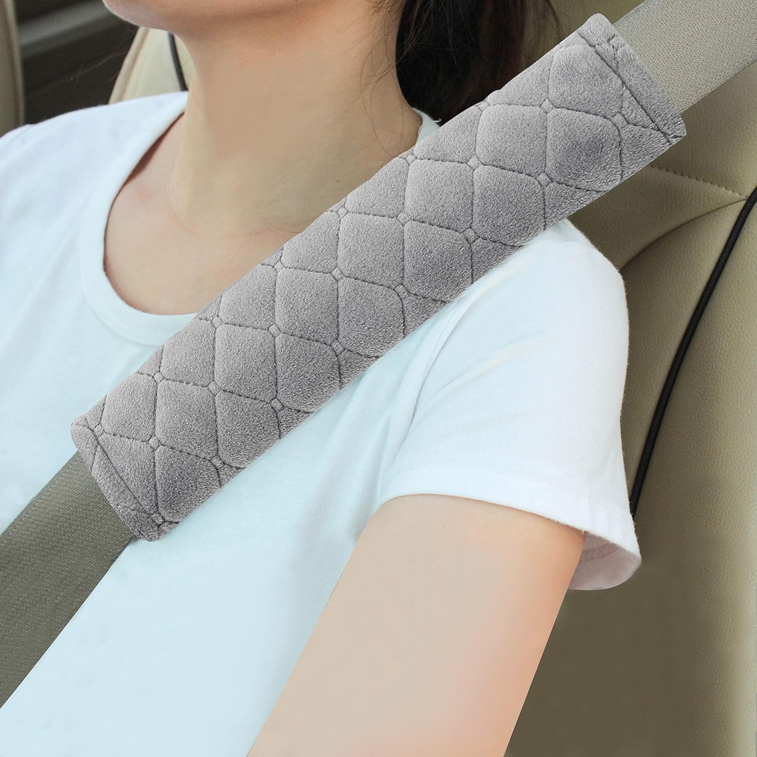 Amooca Soft Auto Seat Belt Cover Seatbelt Shoulder Pad Cushions 2 PCS Universal...