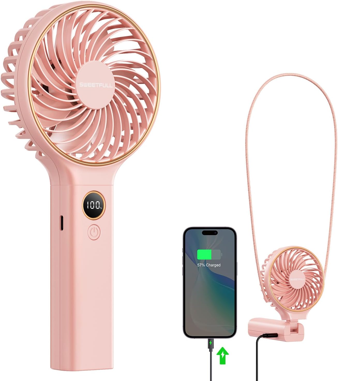 SWEETFULL Handheld Fan, Portable Mini Small Personal Fan with Backup Power, 6 Sp...