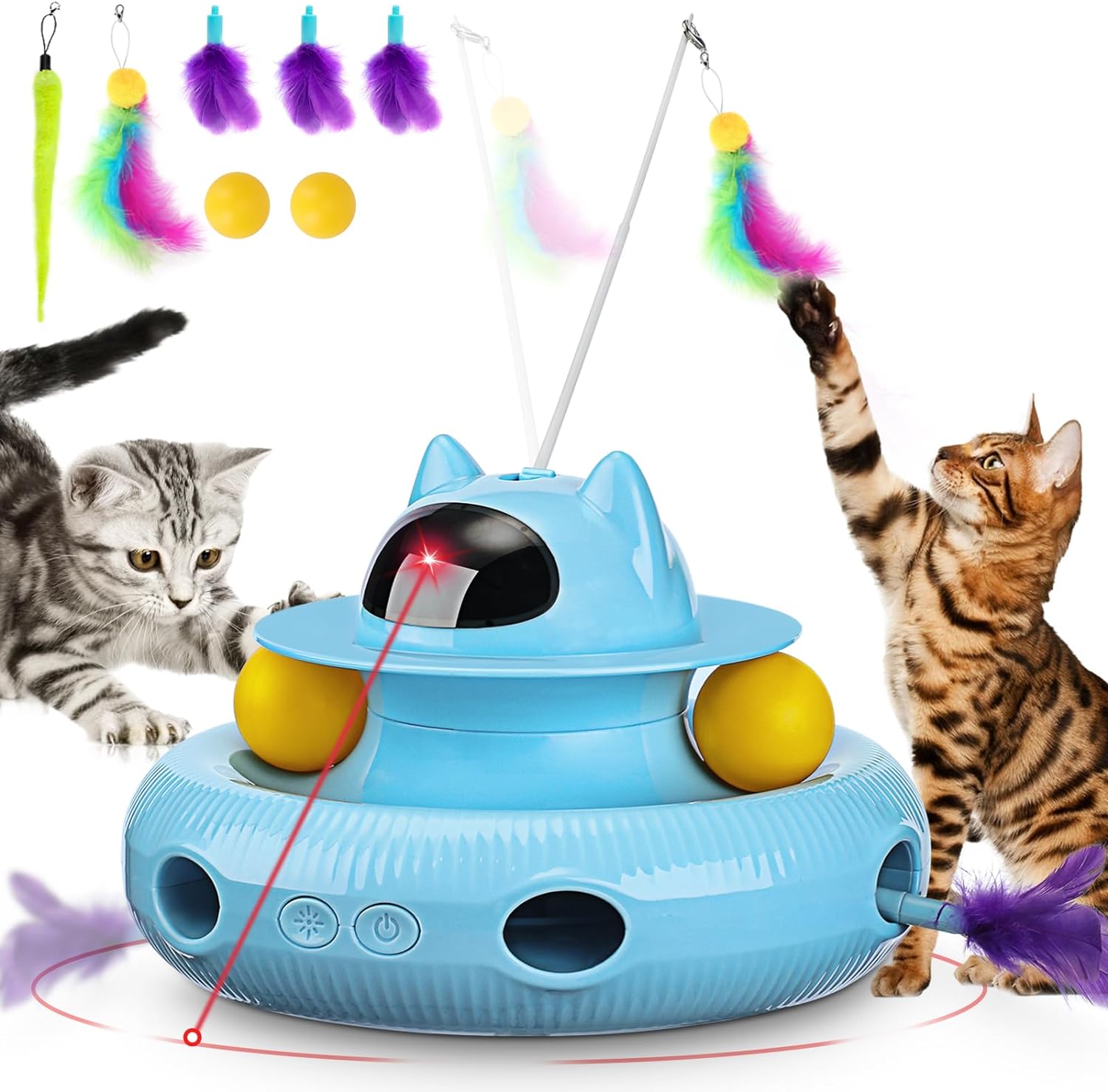 PETTOM 4 in 1 Interactive Cat Toy, Cat Toys for Indoor Cats Adult, Automatic Ran...