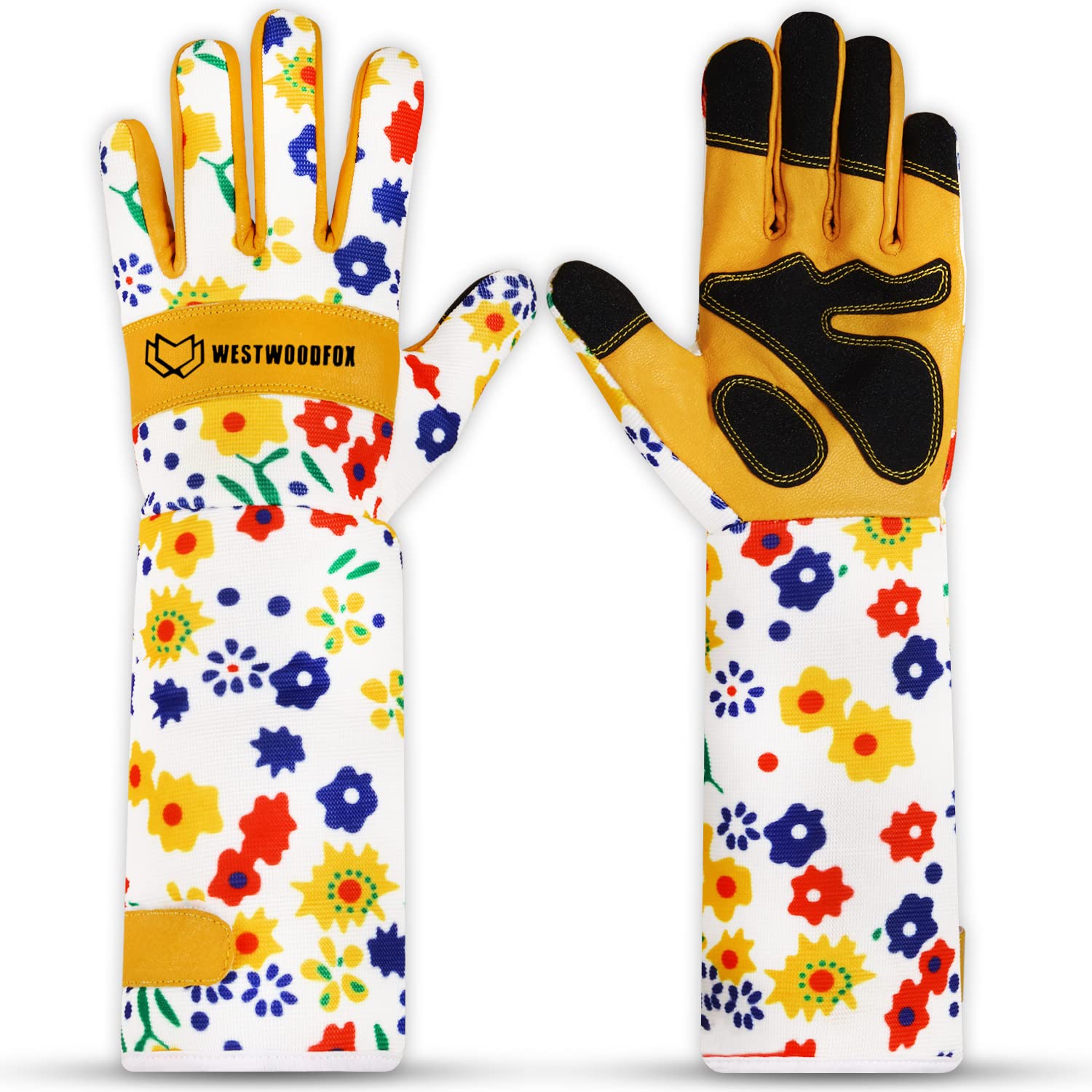 WESTWOOD FOX Leather Gardening Gloves Long Forearm Protection Sleeves Thorn Proo...