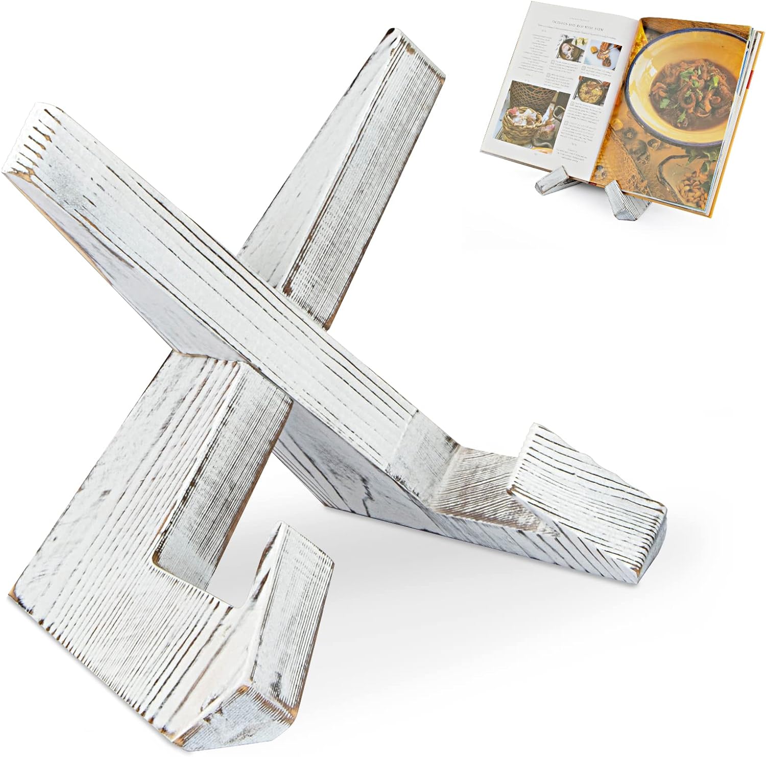 PUERSI Recipe Book Stand for Kitchen, Wooden Cookbook Holder for Display Stand,...