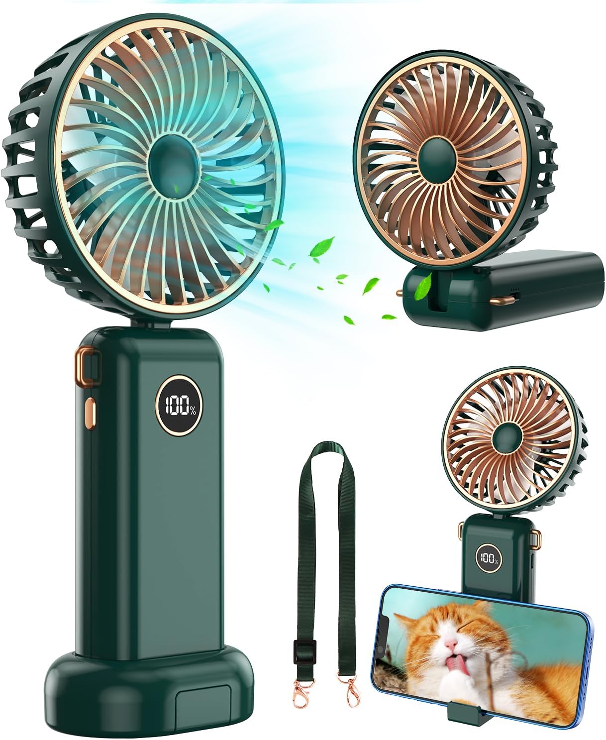 BSRANE Handheld Fan, 5 Speeds Portable Fan Rechargeable, Powerful Hand Fan Foldi...