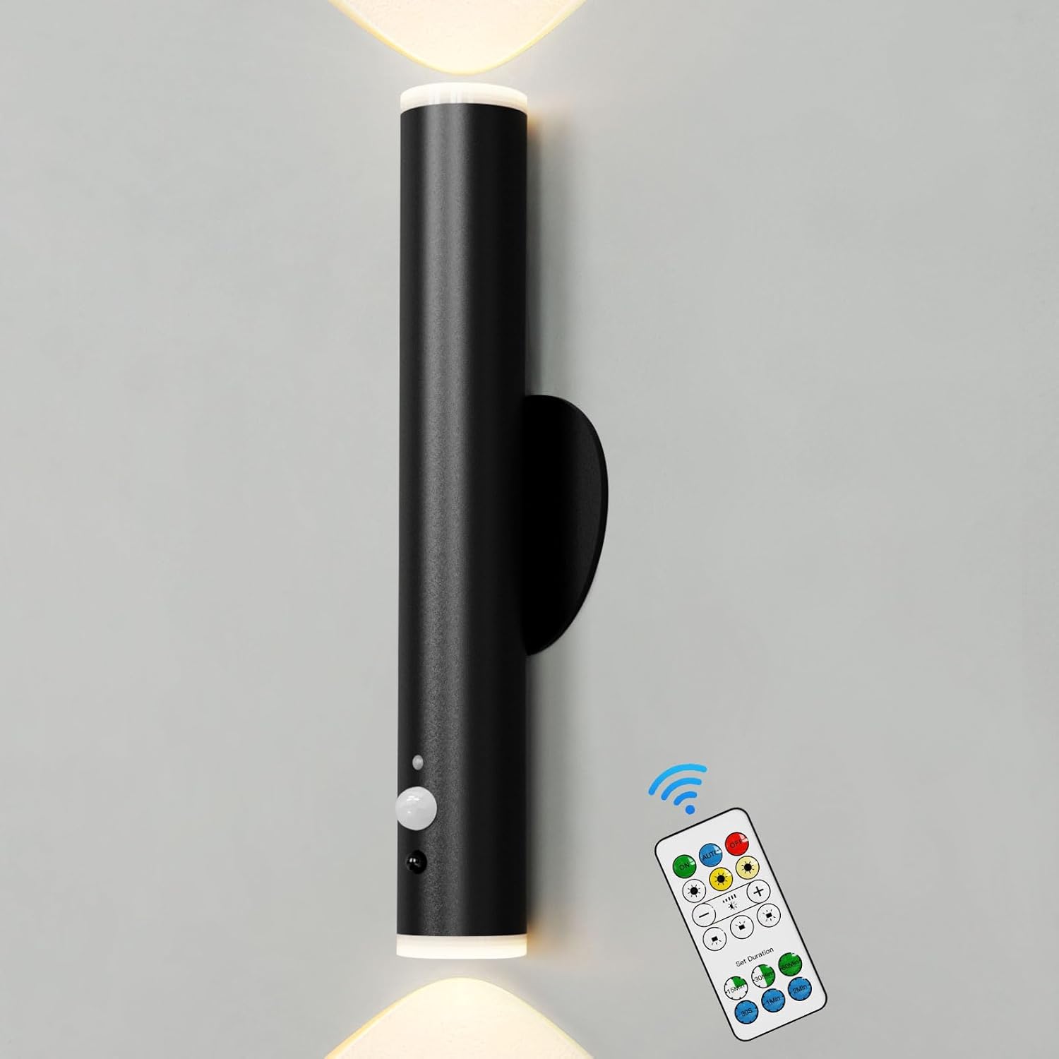 HARPER LIVING Battery Operated Wall Light Black, Motion Sensor Rechargeable Wall...