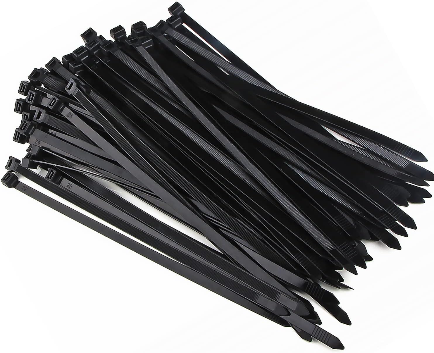 100 Pack Cable Ties 4.8mm x 300mm, 12 inch Black Zip Ties Long 50 lbs Tensile St...