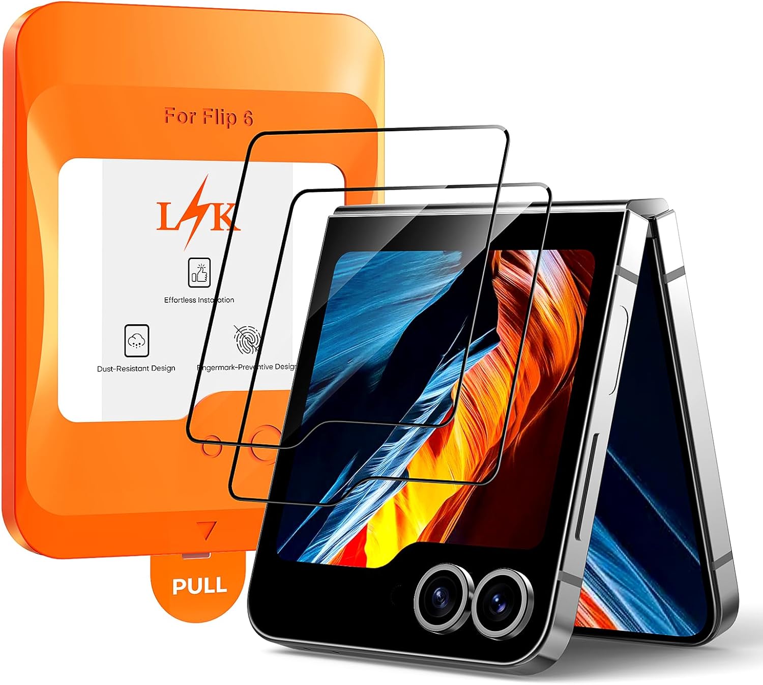 LϟK 3 in 1 for Samsung Galaxy Z flip 6 Screen Protector, 2 Pack HD Tempered Glas...