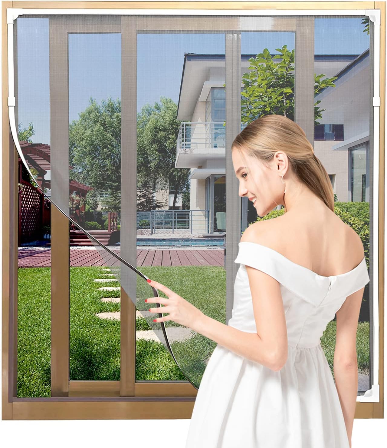 AMLOOPH Magnetic Window Fly Screens for Windows Nets to Keep Bugs Out, Up to 155...