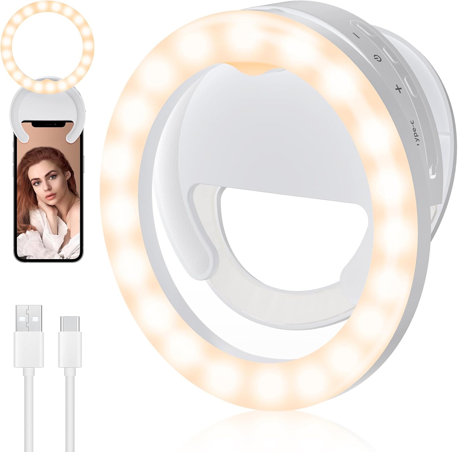 Ring Light for Phone, RealPlus [Rotatable] Clip-on Ring Light with 3 Light Modes...