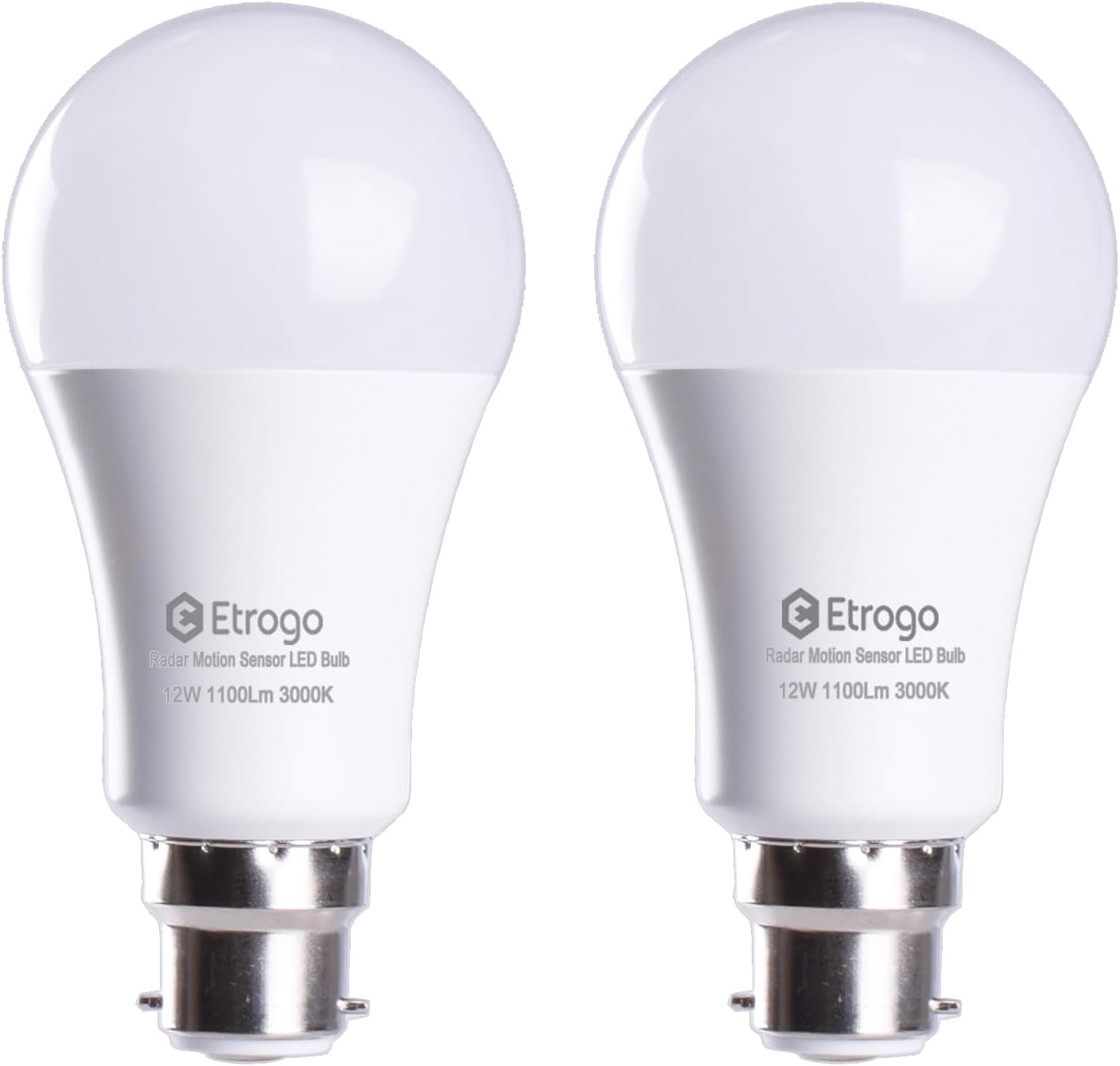 Etrogo Bayonet B22 Motion Sensor LED Light lamp 12W Edison AUTO ON/Off 1100Lm (W...