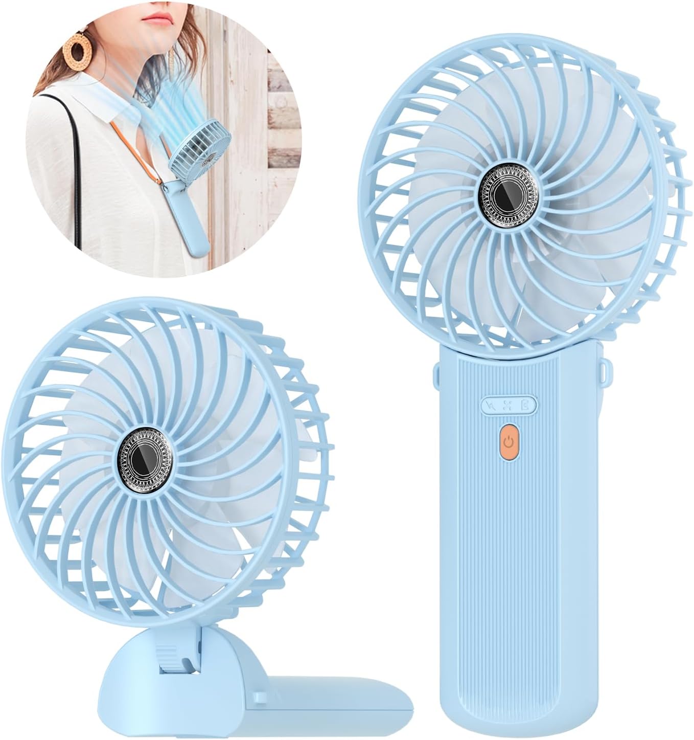 Lepwings Portable Mini Handheld Fan - Rechargeable Neck Hanging Fan with 16-Hour...