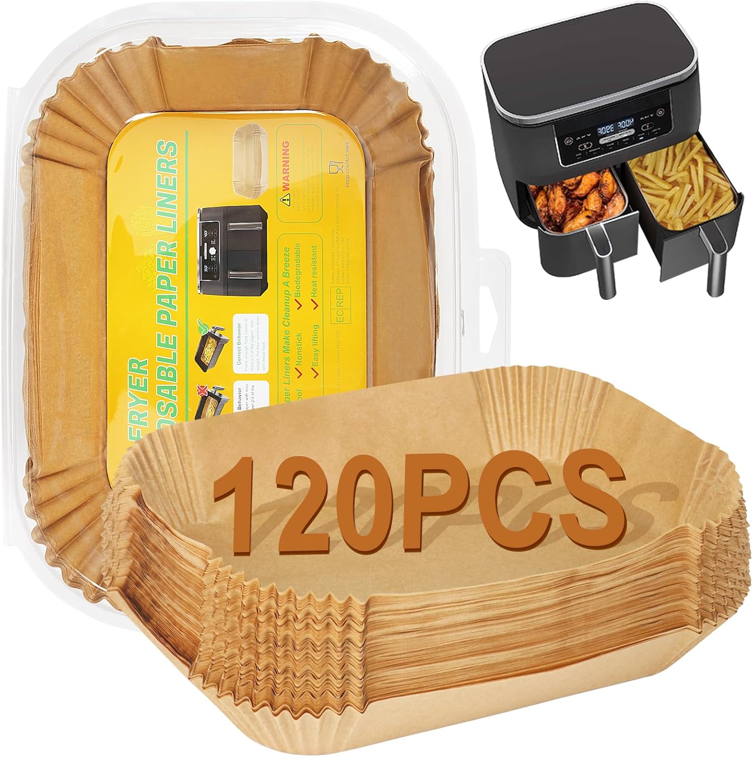 YQL Air Fryer Liners for Ninja Dual/Tower, 120pcs Disposable Air Fryer Accessori...