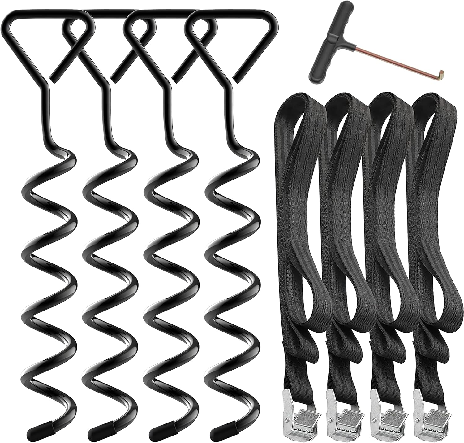 Hodzeed 4Set Heavy Duty Trampoline Anchor Ground Pegs Tie Down Kit - Tied Pet Do...