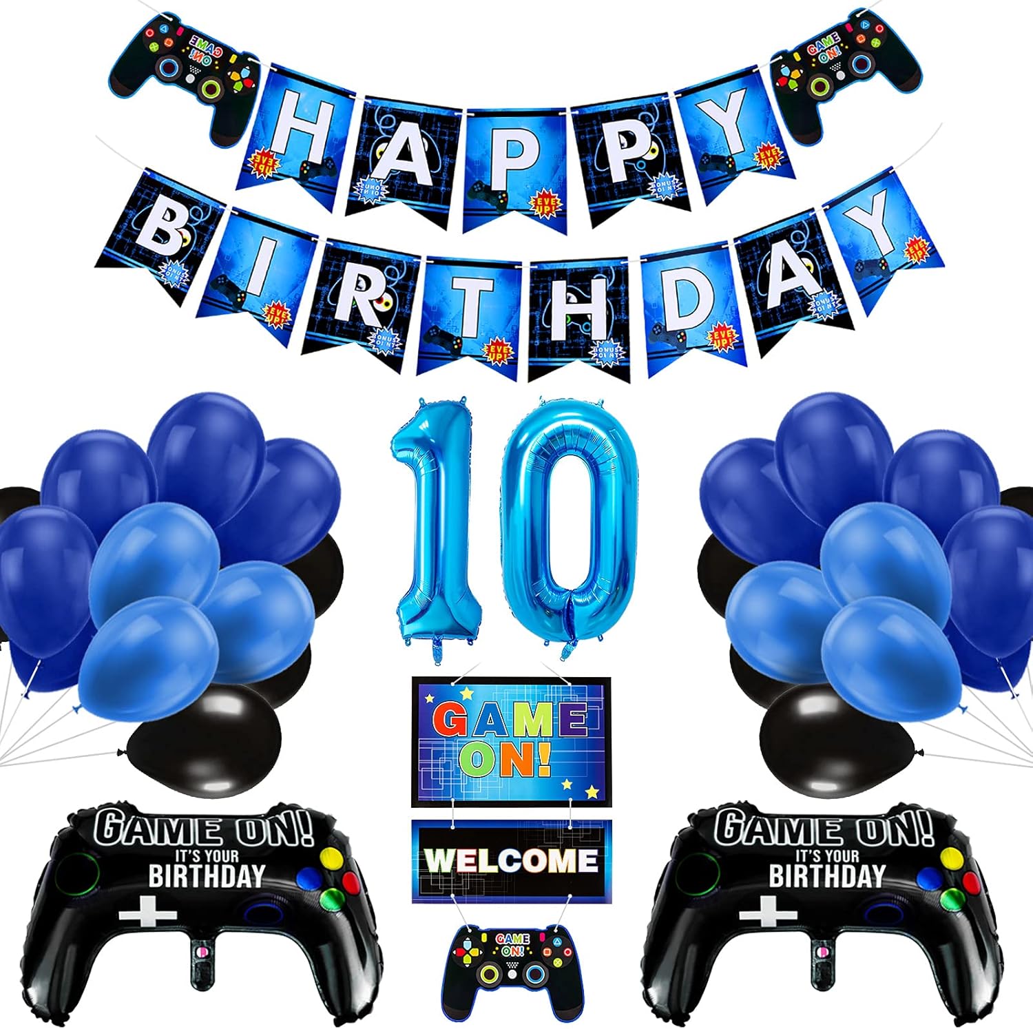 Vubkkty 10th Birthday Decorations for Boys, Gaming Party Decorations Supplies Se...