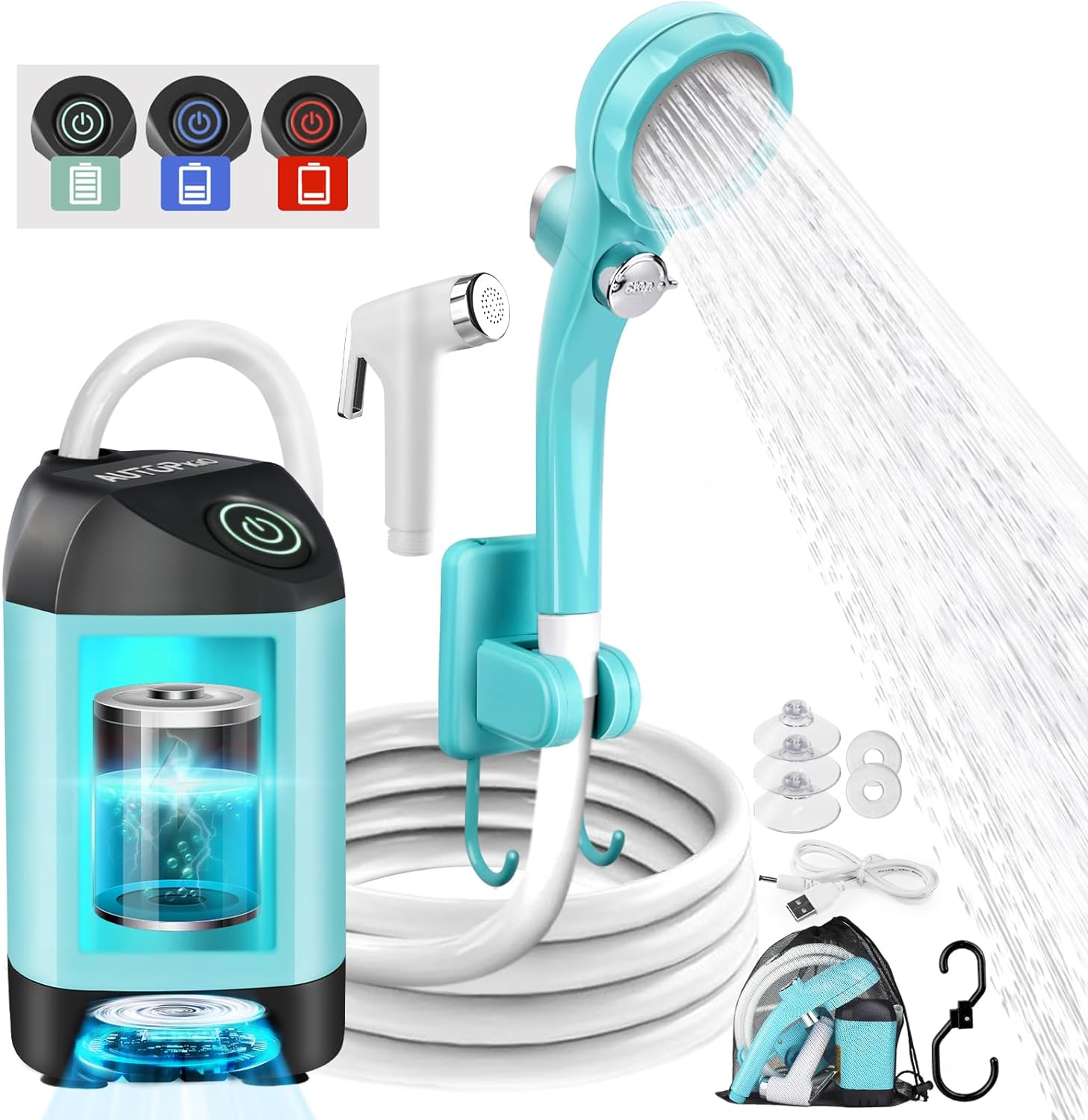 AUTOPkio Portable Camping Shower, Upgraded Outdoor Shower with 4500mAh Rechargea...