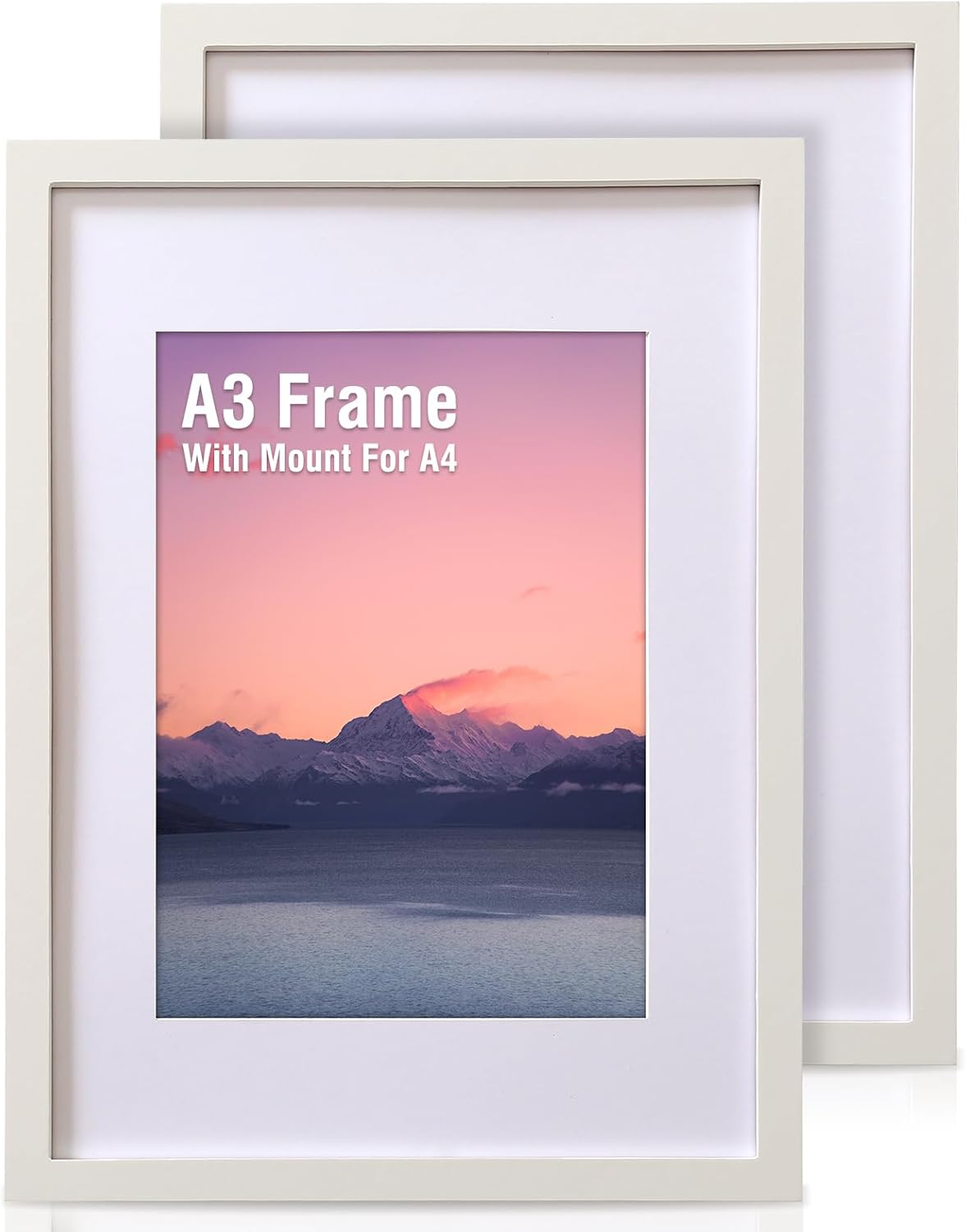 Zemiu 2Pack Picture Frame, Premium A3 Photo Frame with Mount, Special Solid Wood...