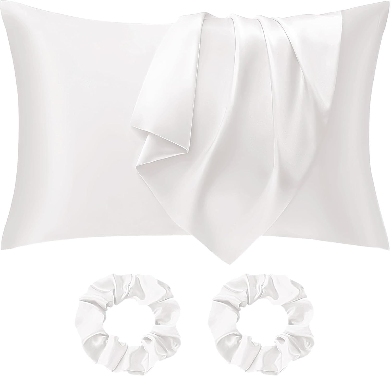 Seiwohl Satin Silk Pillowcases for Hair and Skin Ivory Pillow cases 2 Pack with...