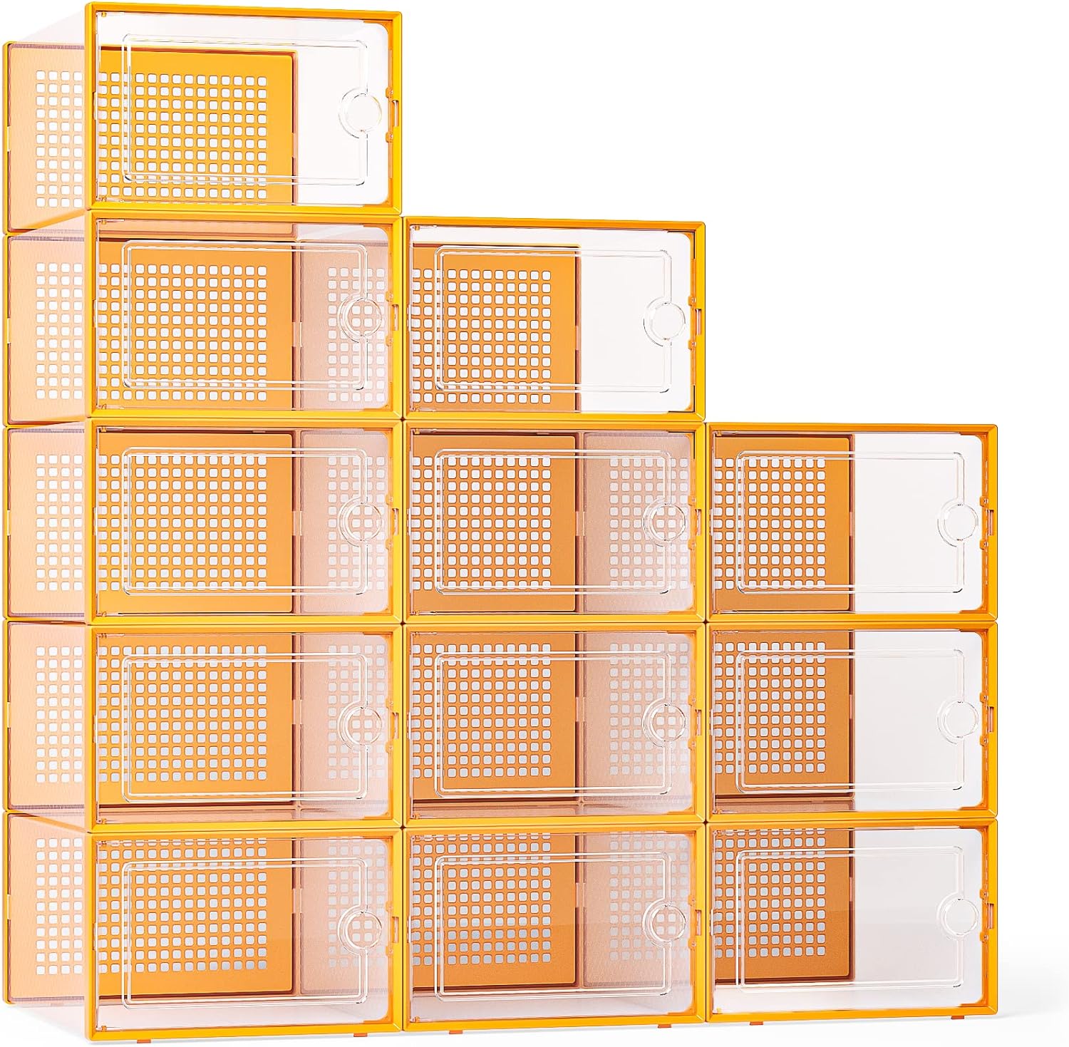 Kuject X-Large Shoe Storage Boxes Organizers for Closet 12 Pack, Fit Size 11,Cle...