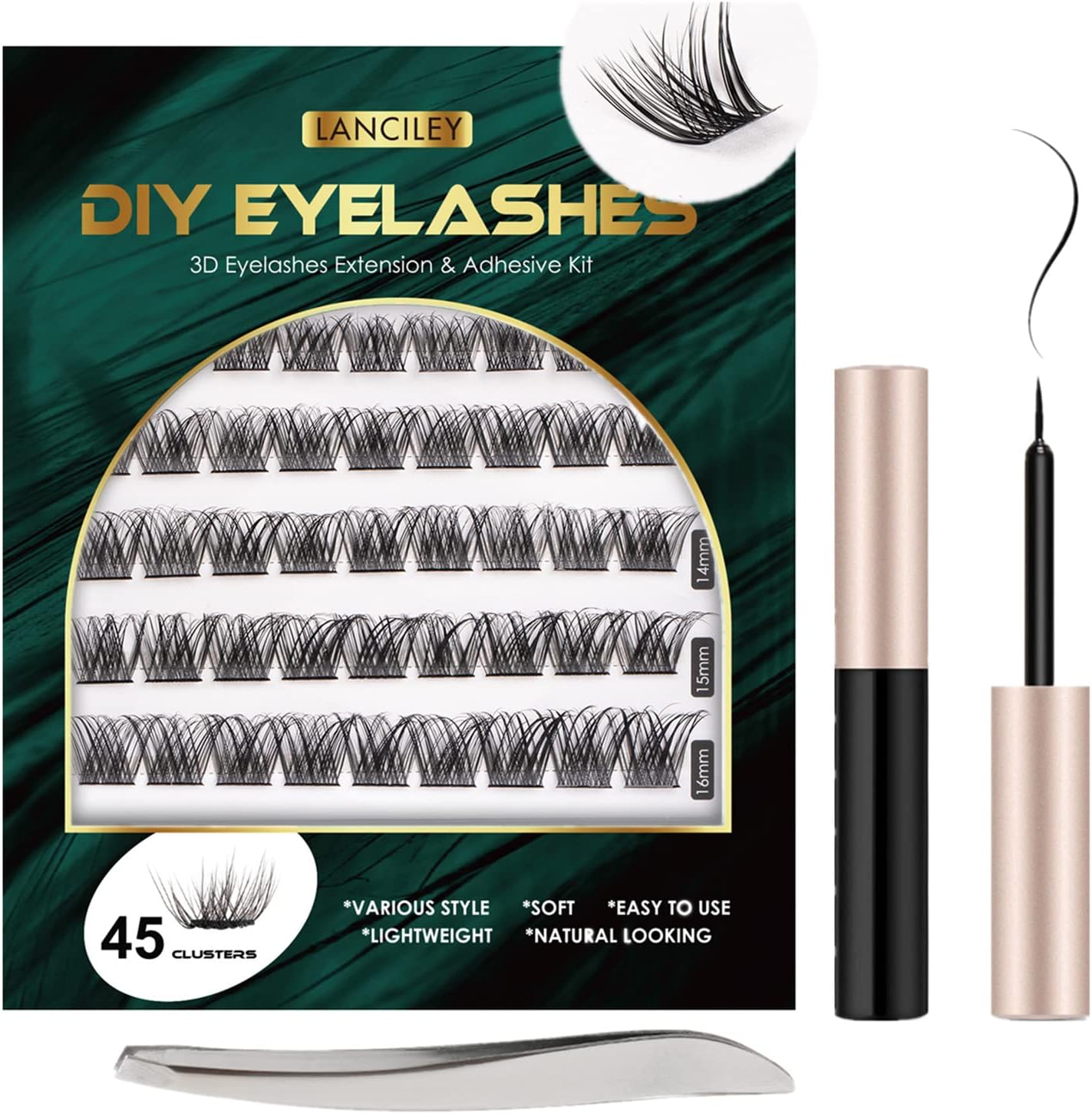 Lanciley Individual Lashes 45 Clusters Lashes CC Curl DIY Eyelash Extension Kit...