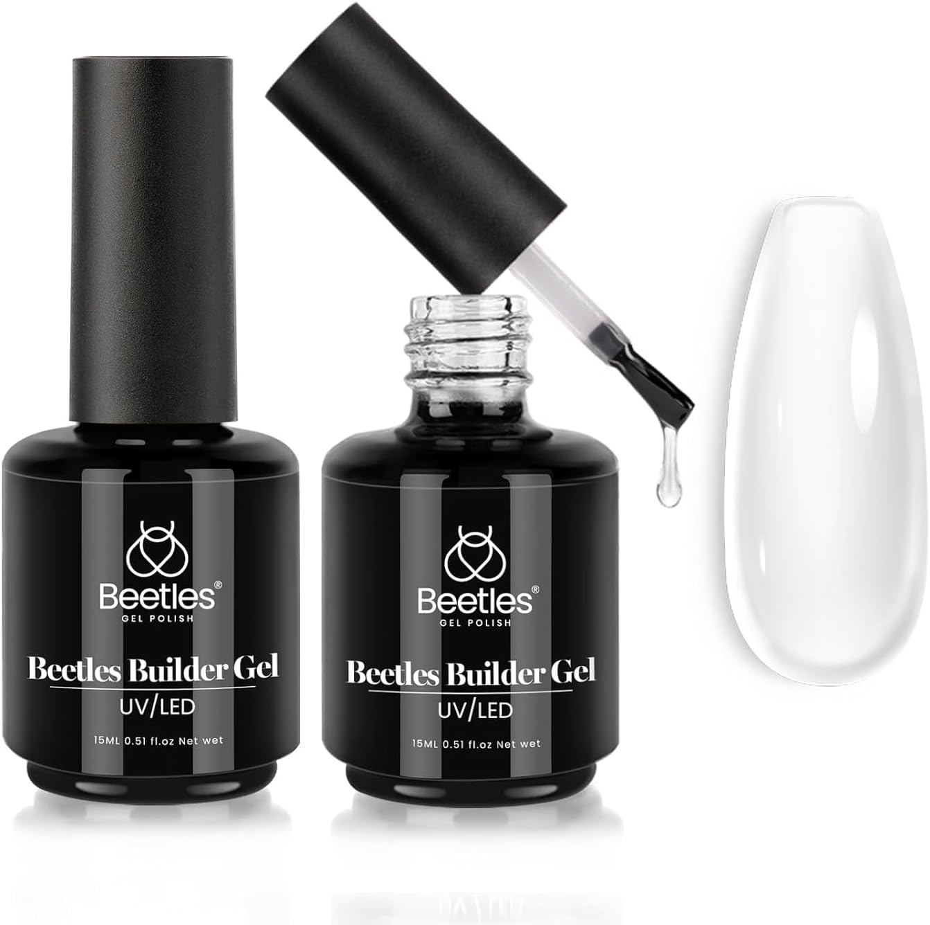 beetles Gel Polish 7 in 1 Clear Builder Nail Gel Set, 2Pcs 15ml Building Gel for...