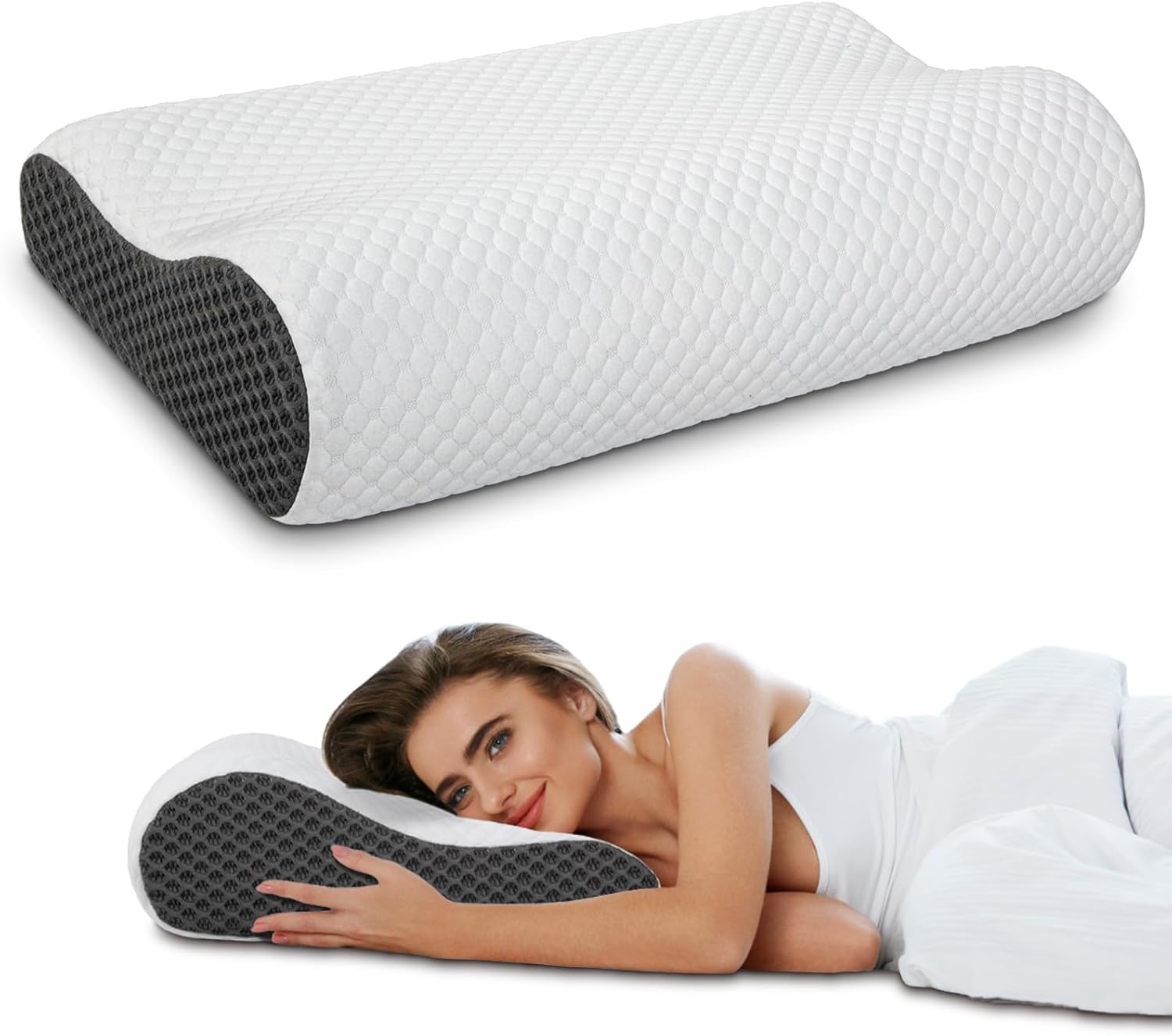 Enighs Cervical Memory Foam Pillow for Neck Pain Relief, Memory Foam Anti-Snore...