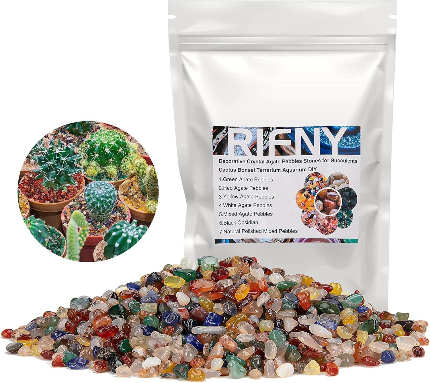 Decorative Stones, Natural River Pebbles Crushed Crystal Chips Stone Agate for F...