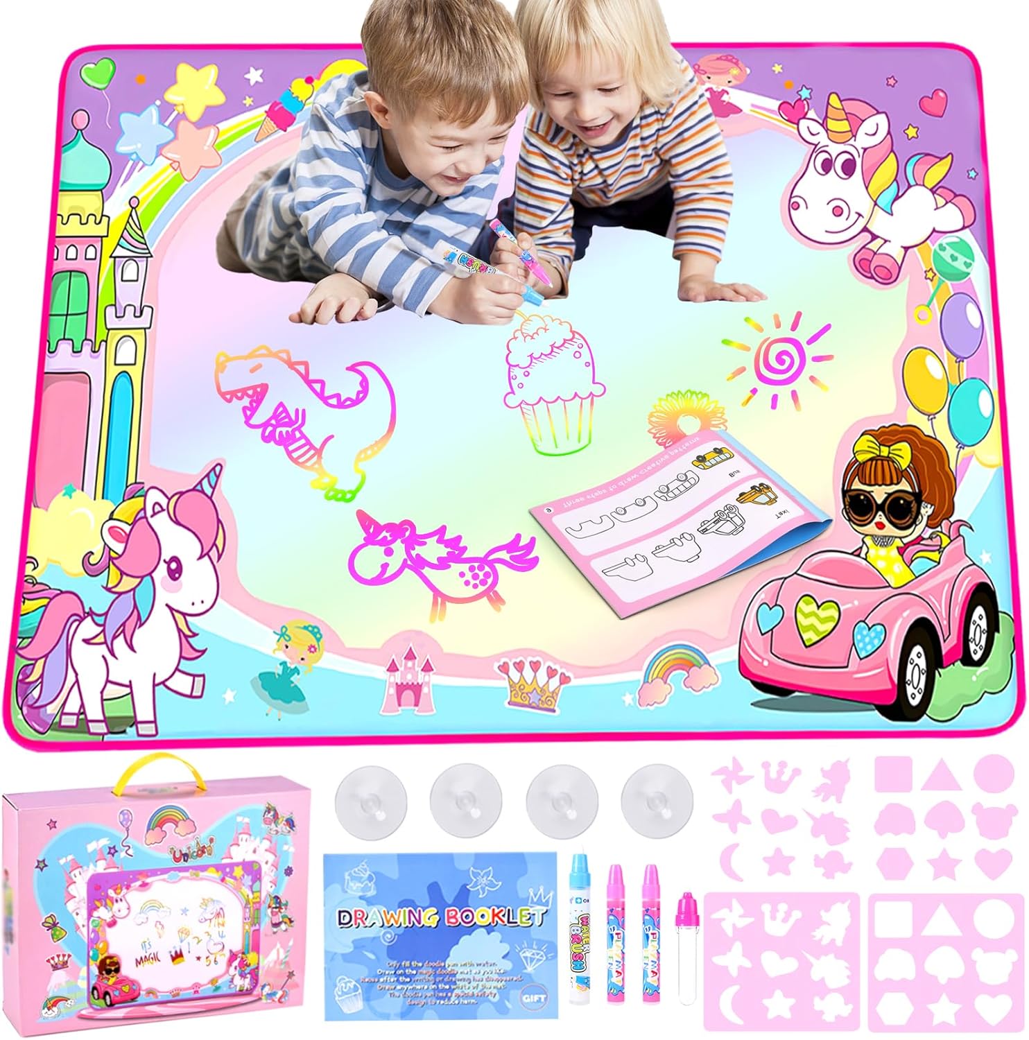Nabance Unicorn Gifts for Girls, Water Drawing Mat, 100 X 80cm Kids Water Doodle...