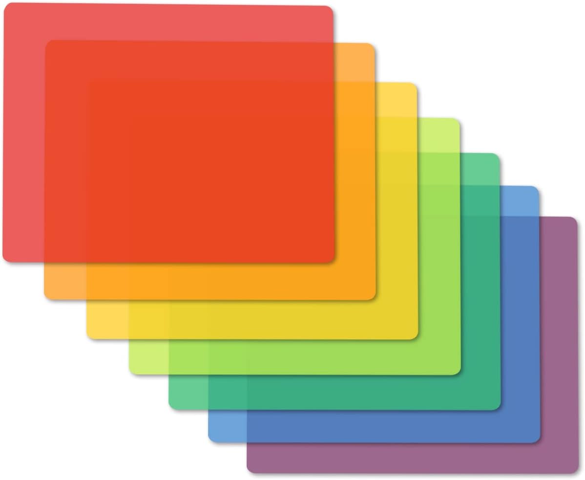 Fotouzy Plastic Cutting Boards for Kitchen, Flexible Cutting Mats Set of 7, BPA-...
