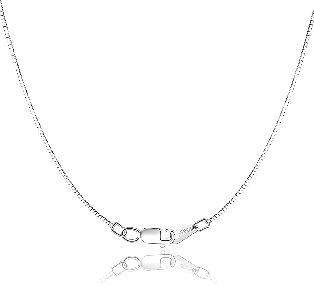 Jewlpire 925 Sterling Silver Chain for Women Girls 0.8mm Box Chain Lobster Claw...