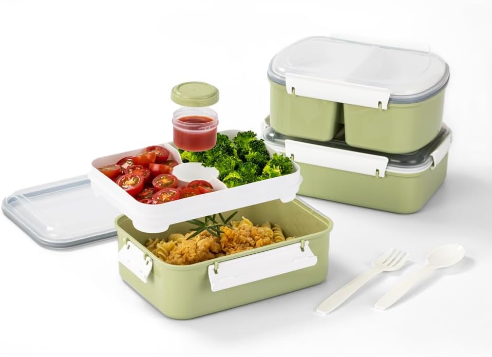 Lille Home 3800ml Lunch Sandwich Boxes, 3-Pack Large Salad Lunch Box Bento Box,...