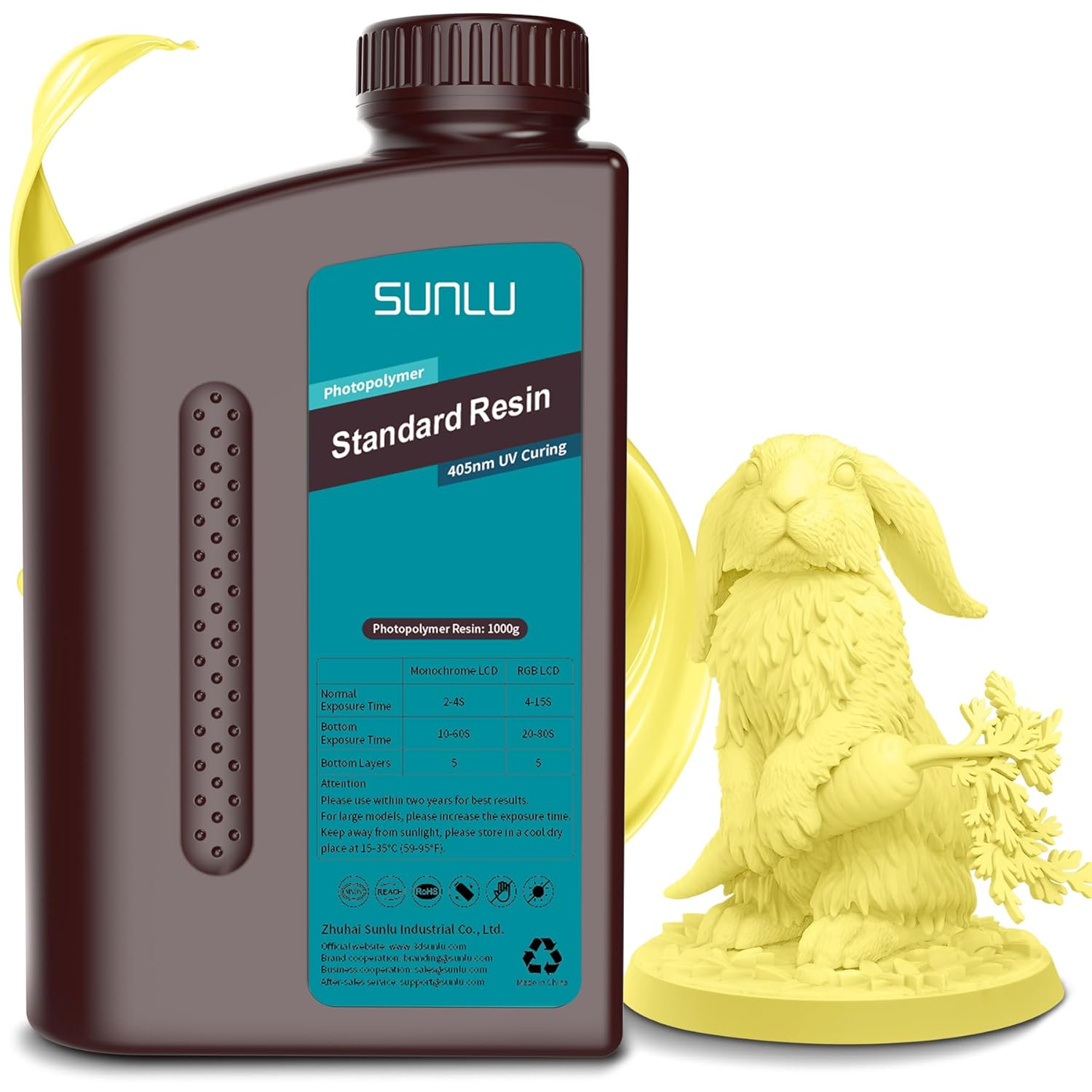SUNLU 3D Printer Resin, Fast Curing Resin Standard Photopolymer 3D Printing Liqu...