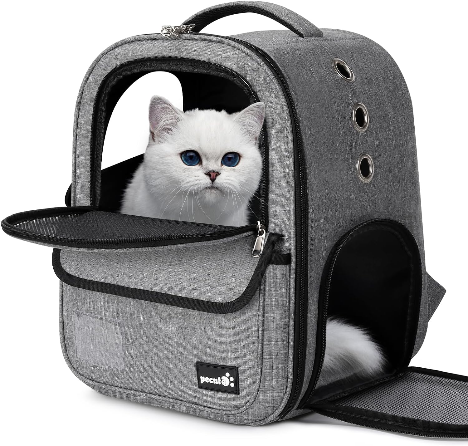 Pecute Cat Carrier Backpack, Breathable Pet Carrier With Multi-entrance, Front P...