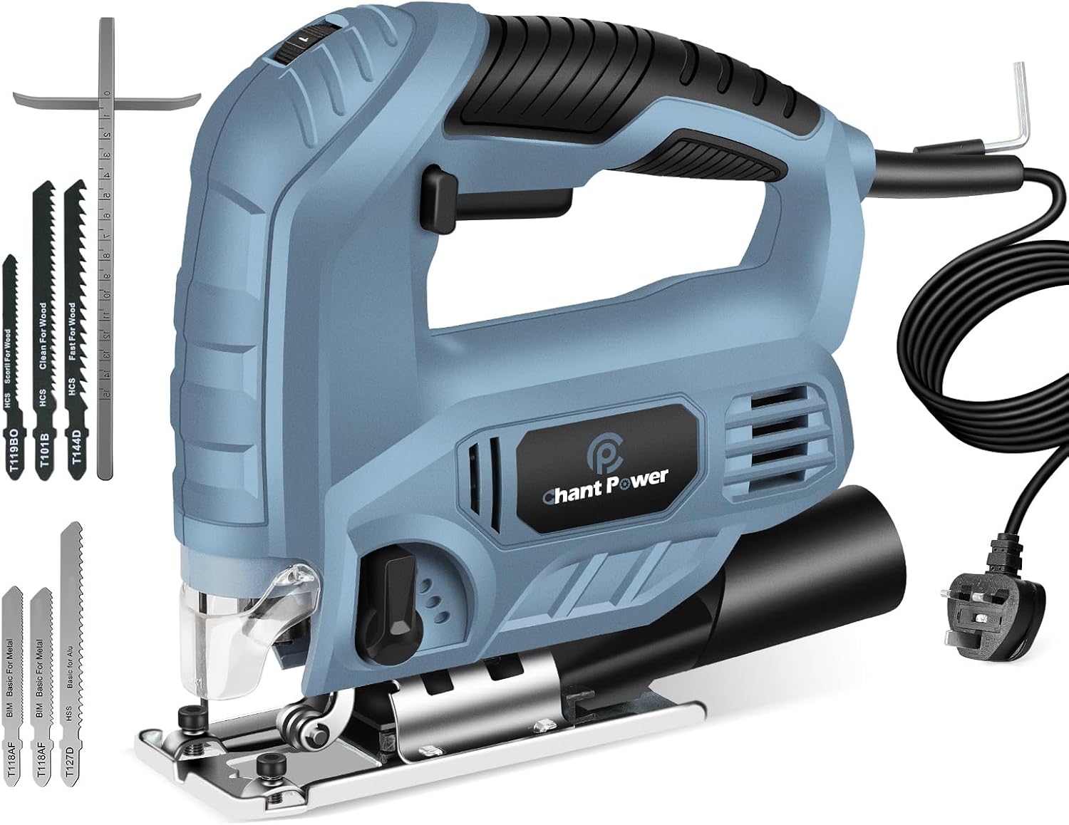 C P CHANTPOWER Jigsaw Tool, 600W 800-3000 SPM Jig Saw with 6 Variable Speed, 4 O...
